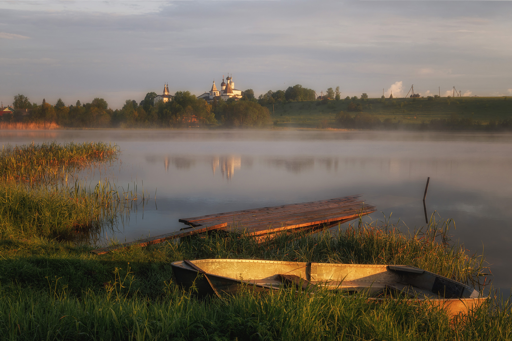 ферапонтово, утро, пейзаж, лодочка, монастырь. туман, Морозов Сергей
