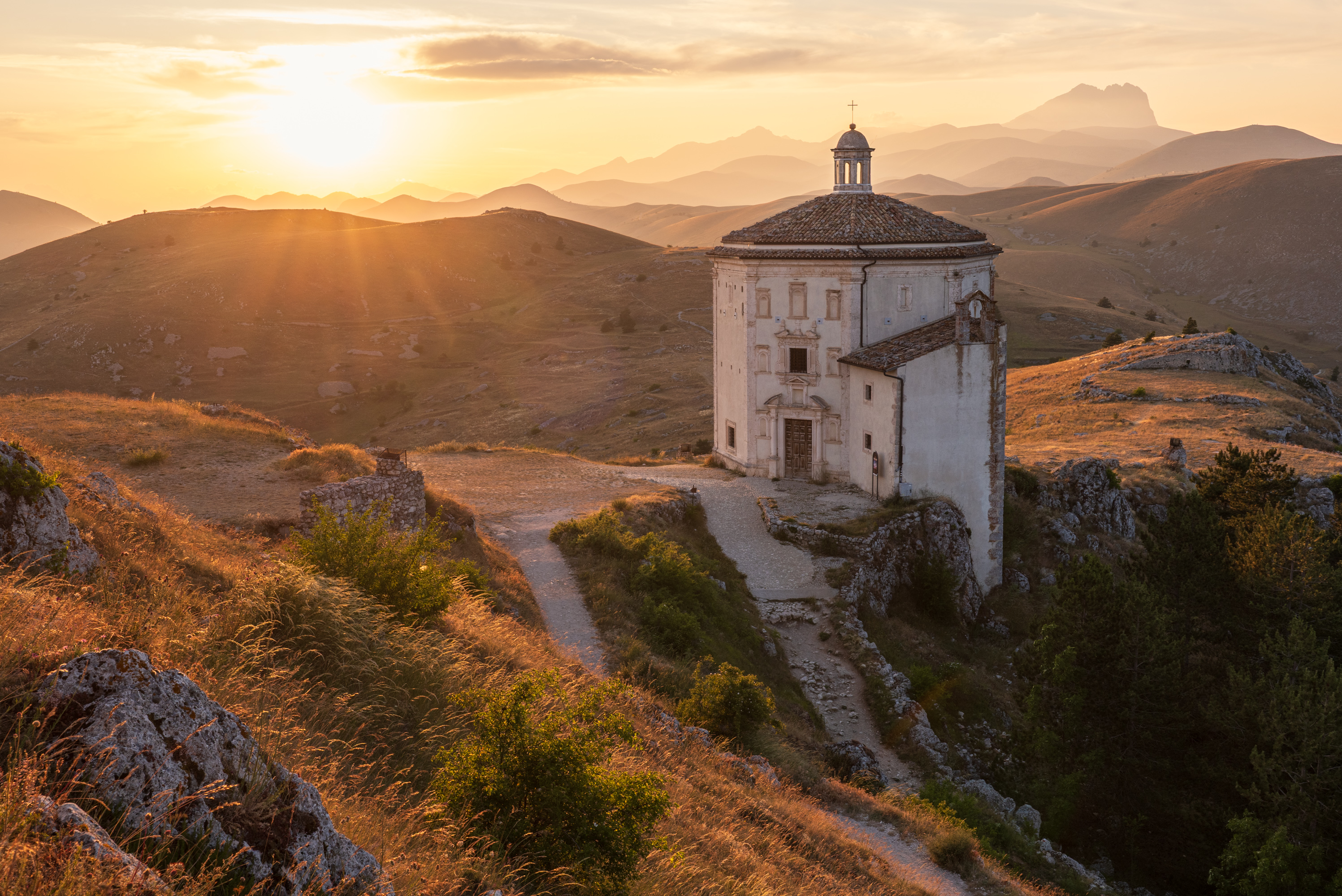 gran sasso, rocca calascio, italy, sunset, Гордон Николай