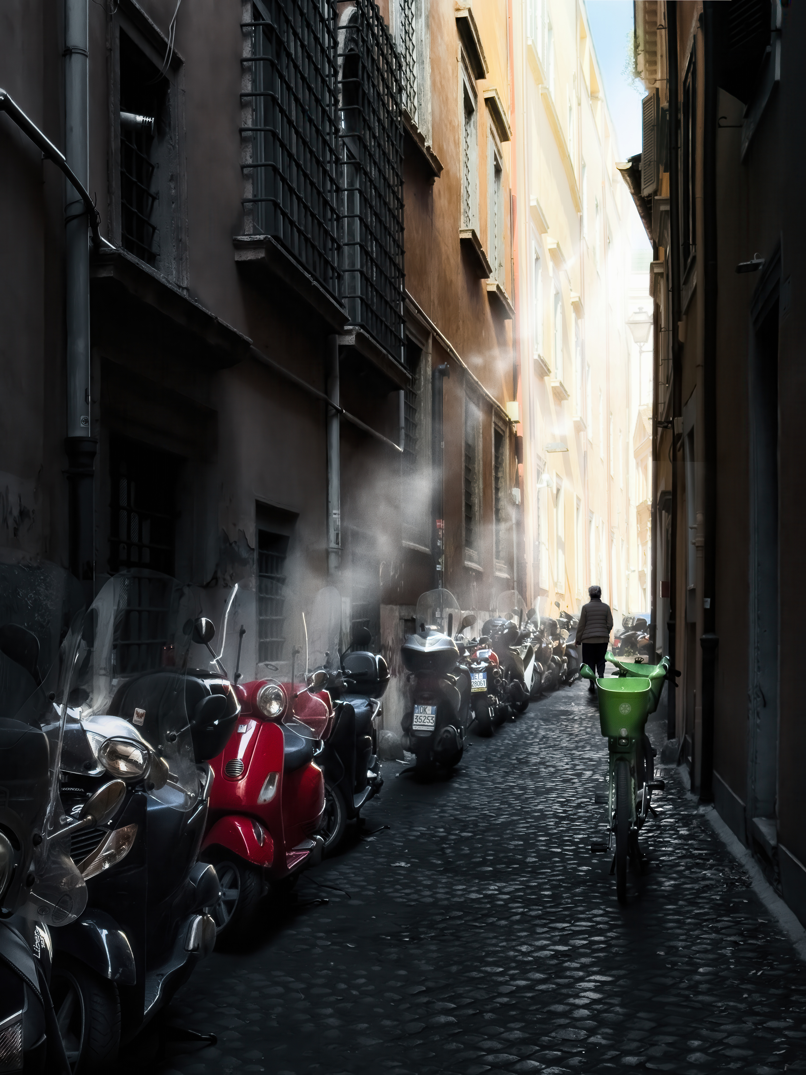 #White #Alley #Road #Monochrome photography #Street #Automotive Tire #Automotive lighting #Black #Monochrome #Scooter, Shpek Andrey