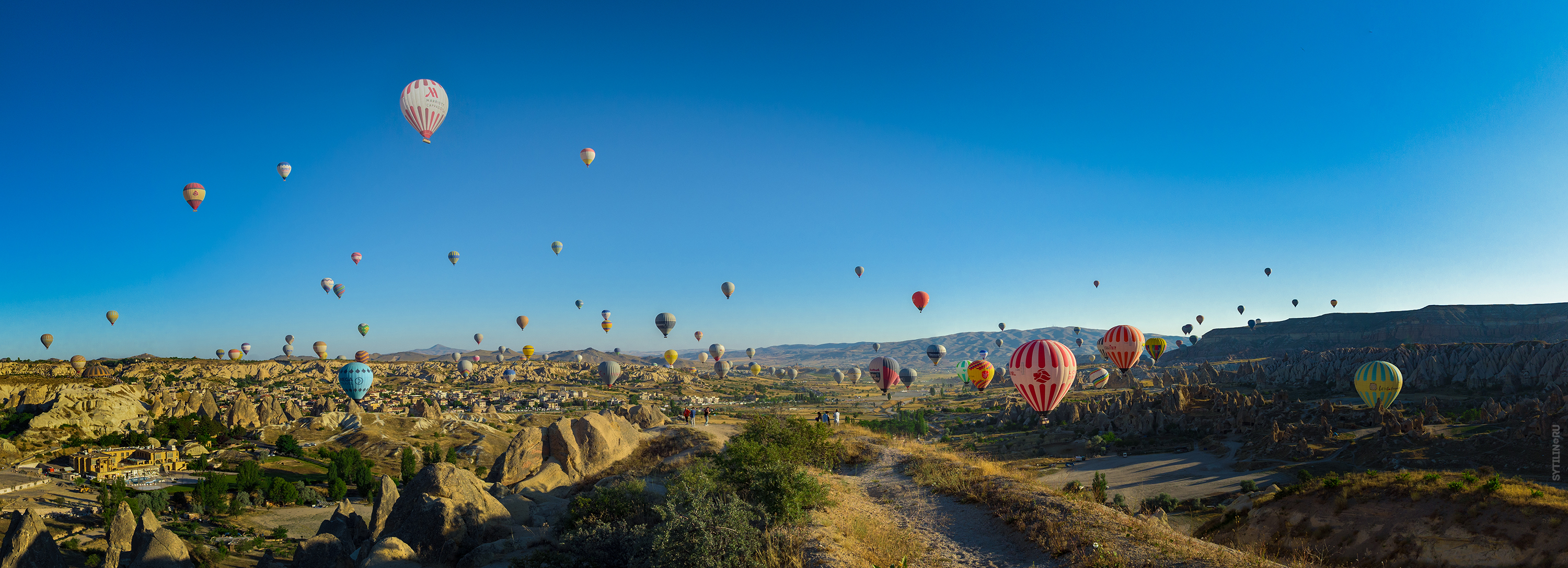 каппадокия, турция, воздушные шары, воздухоплавание, фестиваль, разноцветный, путешествие, экскурсия, поездка, тур, панорама, широкий угол, романтичный, небо, пейзаж, достопримечательность, Cappadocia, Turkey, baloons, Сытилин Павел