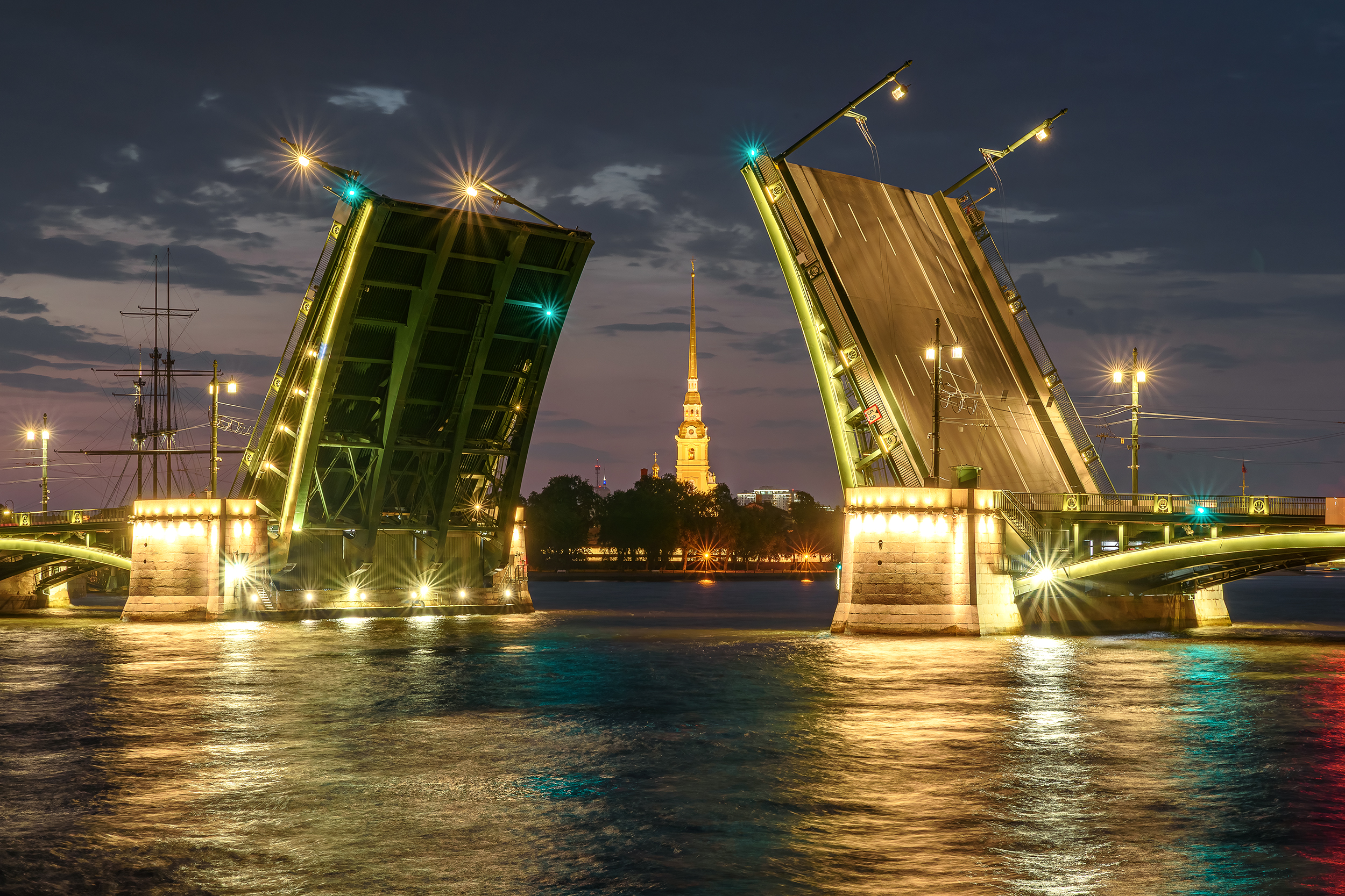 санкт-петербург, питер, город, ночной город, нева, ночь, мост, bridge, белая ночь, разводной мост, Zakharov Armen