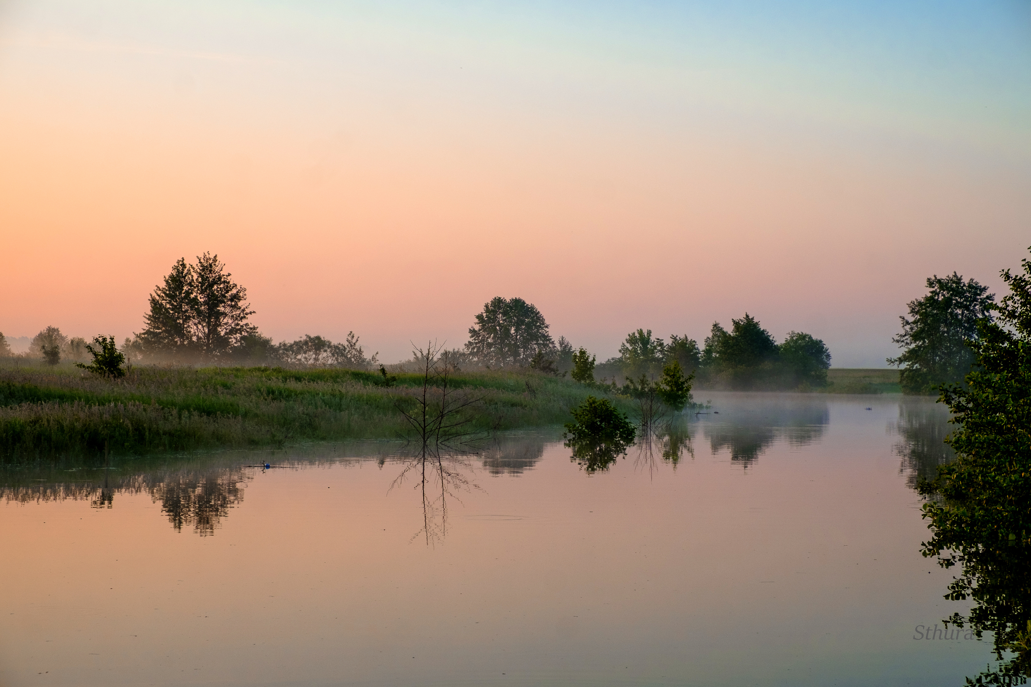 озеро утро лето природа пейзаж, Александр Строков