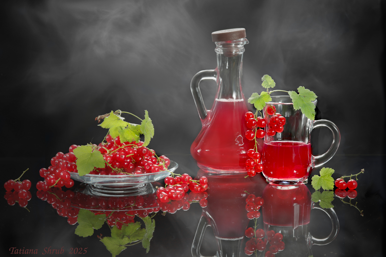 натюрморт, ягоды, смородина, красная, кувшин, компот, стекло, Шруб (Беляева) Татьяна