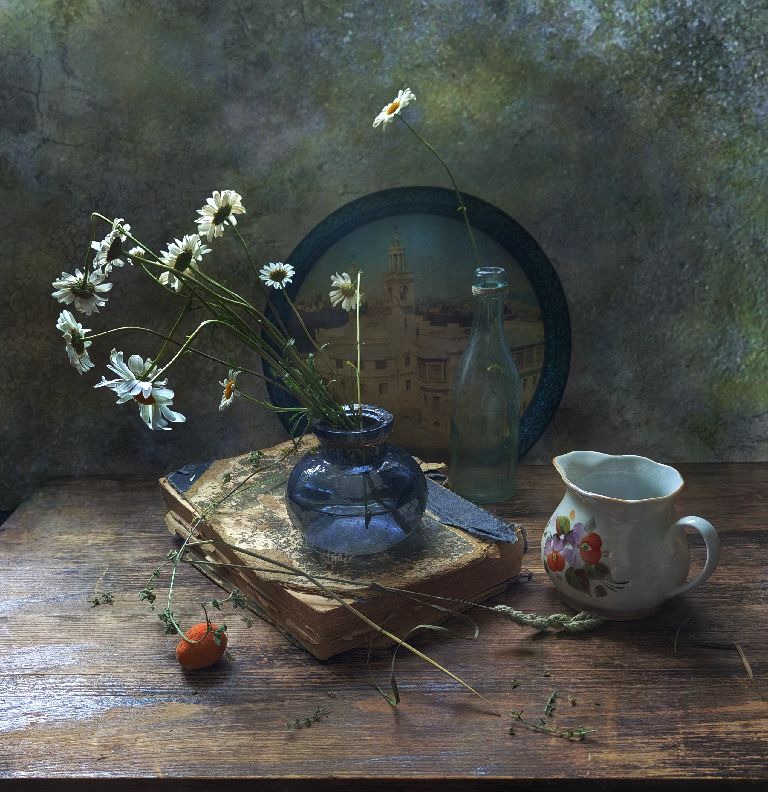 лето, ромашка, ваза, книга, поднос, Ирина Курмалеева