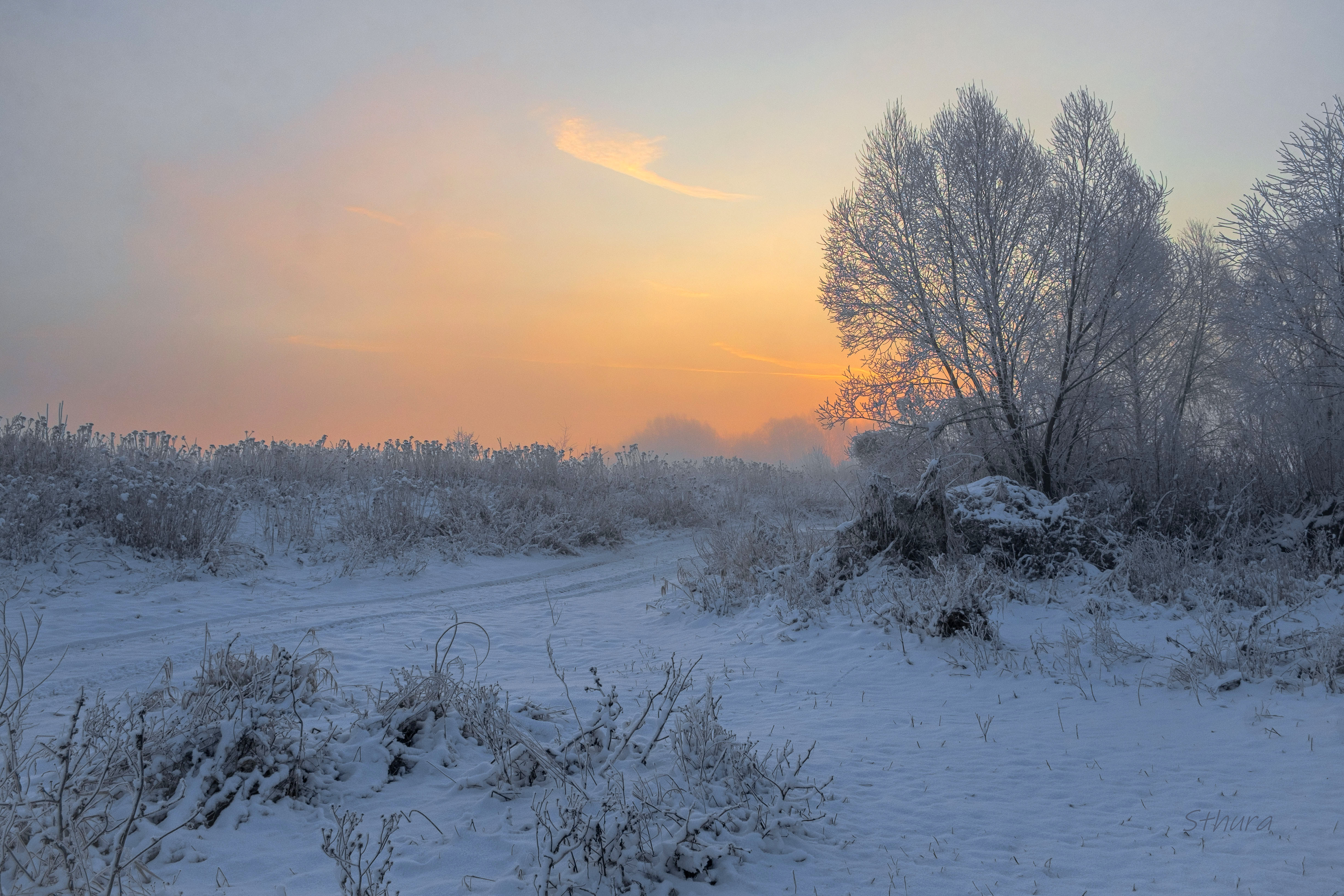 весна рассвет дорога снег природа пейзаж, Александр Строков