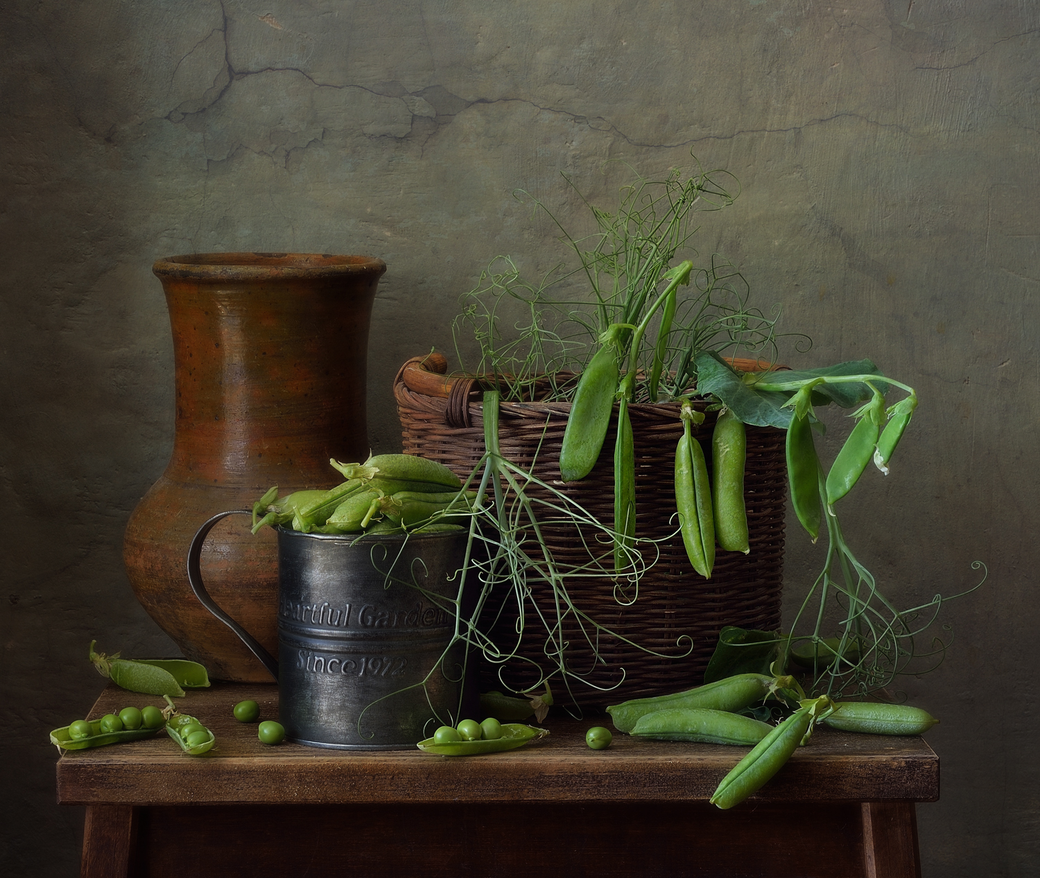 натюрморт,горох,лето,корзинка,крынка, Наталия К