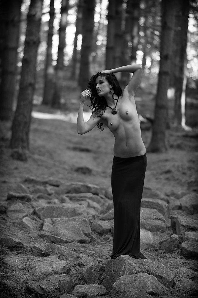 Black and white, Erotica, Female, Fine art, Forest, Model, Naked, Natural light, Nude, Outdoor, Pose, Sensuality, Woman, Lajos Csáki