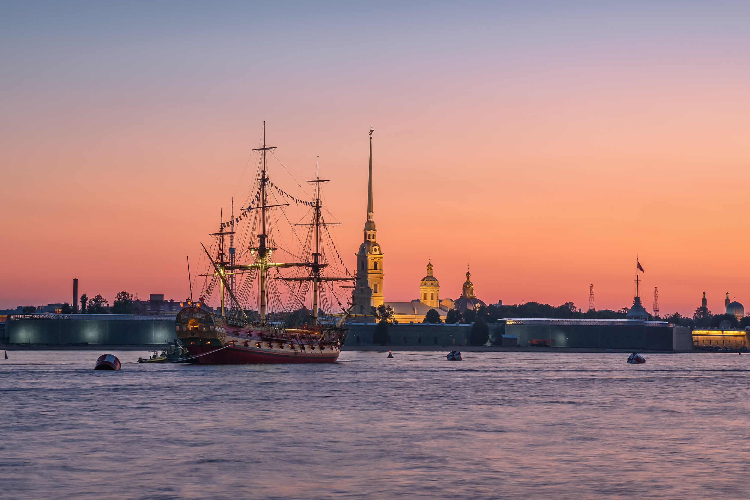 санкт-петербург, питер, город, ночной город, рассвет, нева, аврора, храм, петропавловская крепость, судно, корабль, парусник, Zakharov Armen