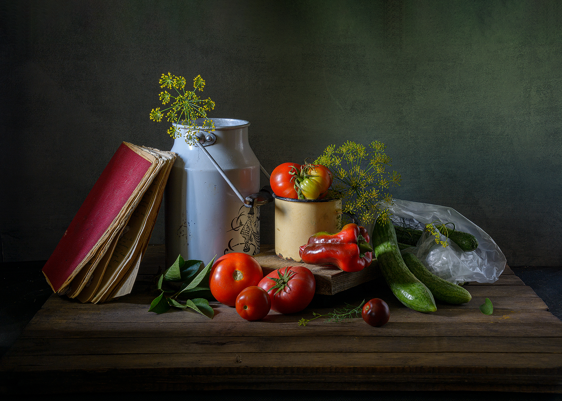 томаты, помидора, перец, укроп, листья, урожай, огурцы, красный, зеленый, Алексей Бычков