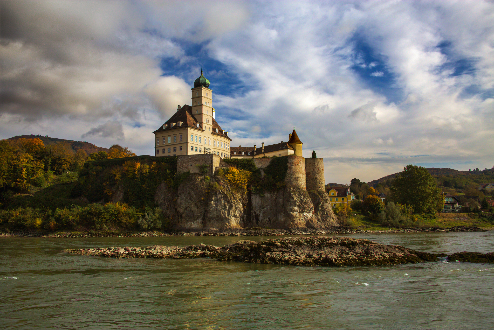 река облака пейзаж горы замок, Мурзинов Виктор