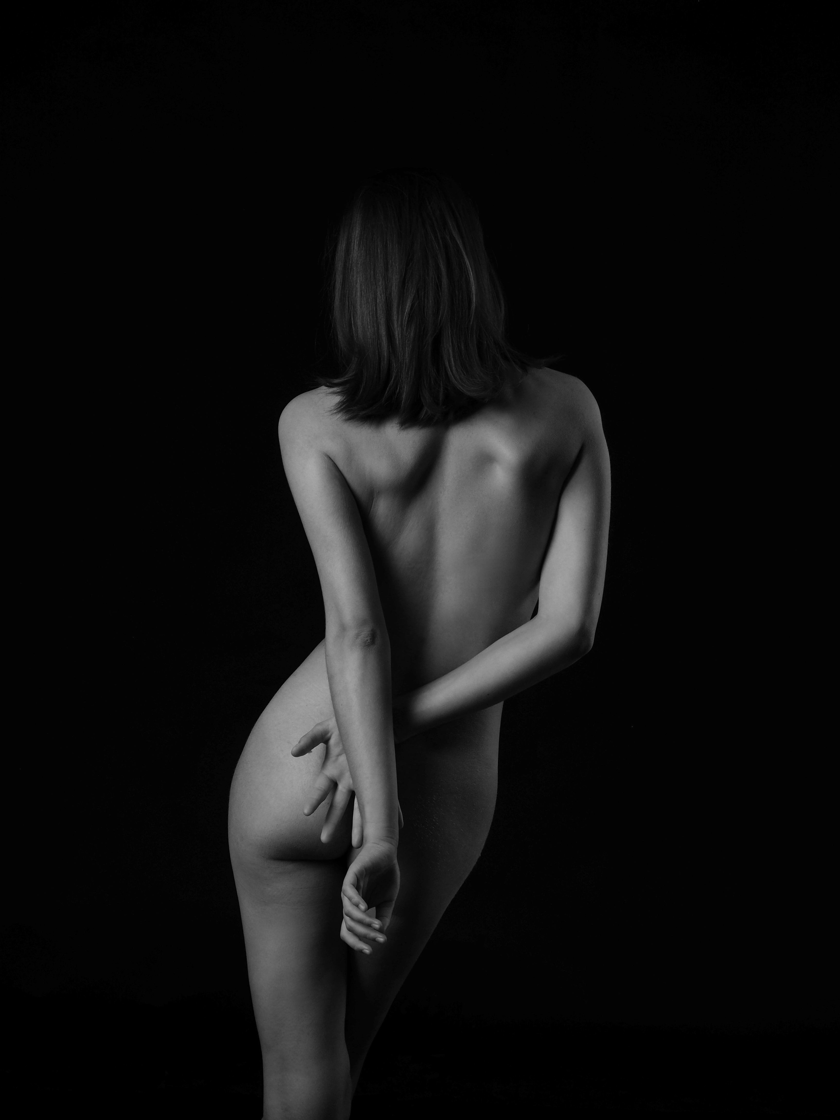 Девушка, ню, прекрасная, обнажённая, изящная, пластика тела, ч/б, инкогнито, Вязовцев Андрей