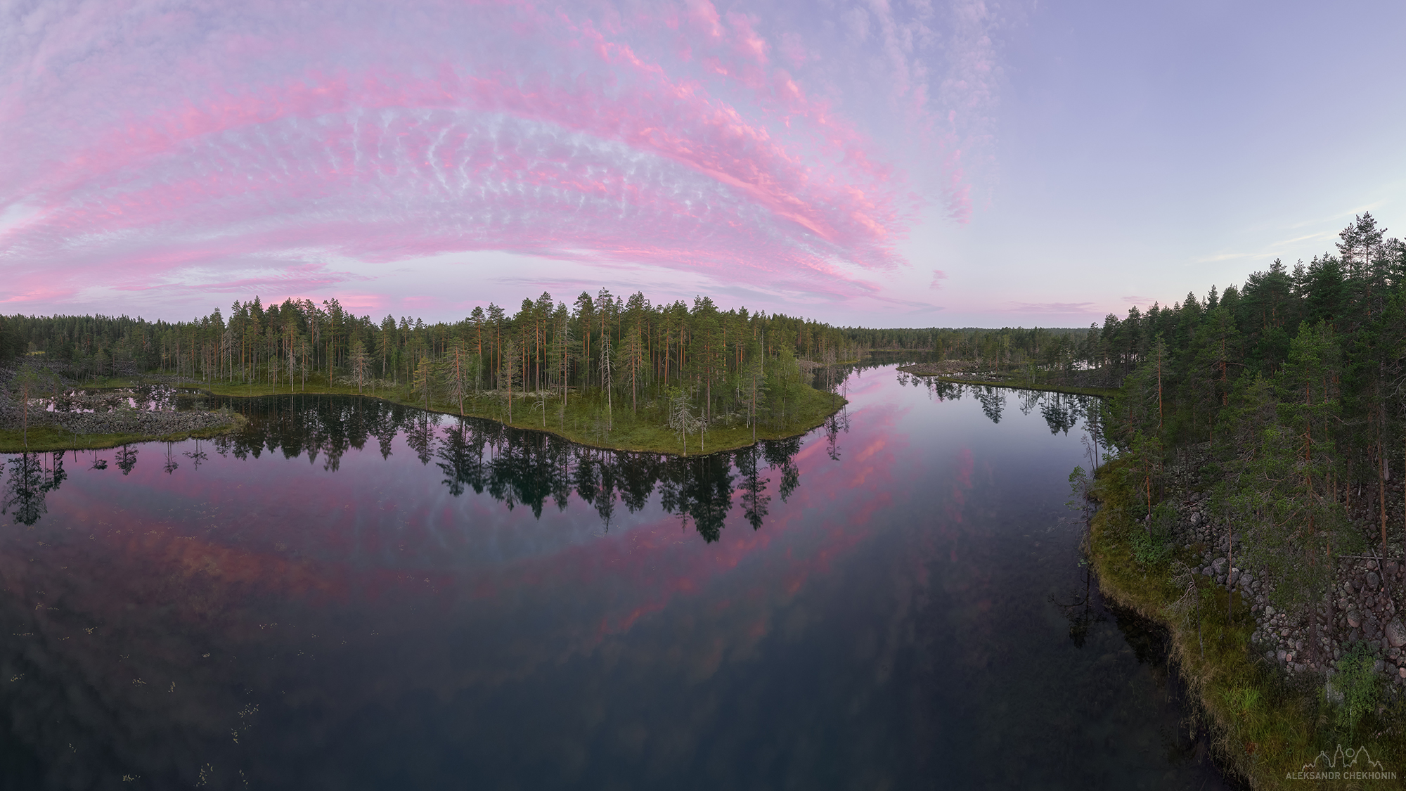 Карелия, рассвет, моренные озера, Чехонин Александр