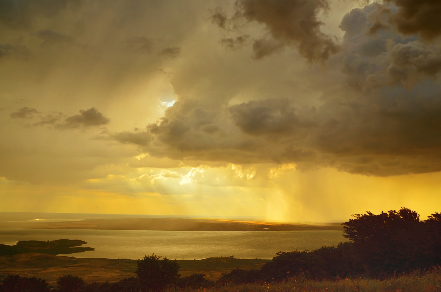 небо, тучи, озеро, Александр Жарников