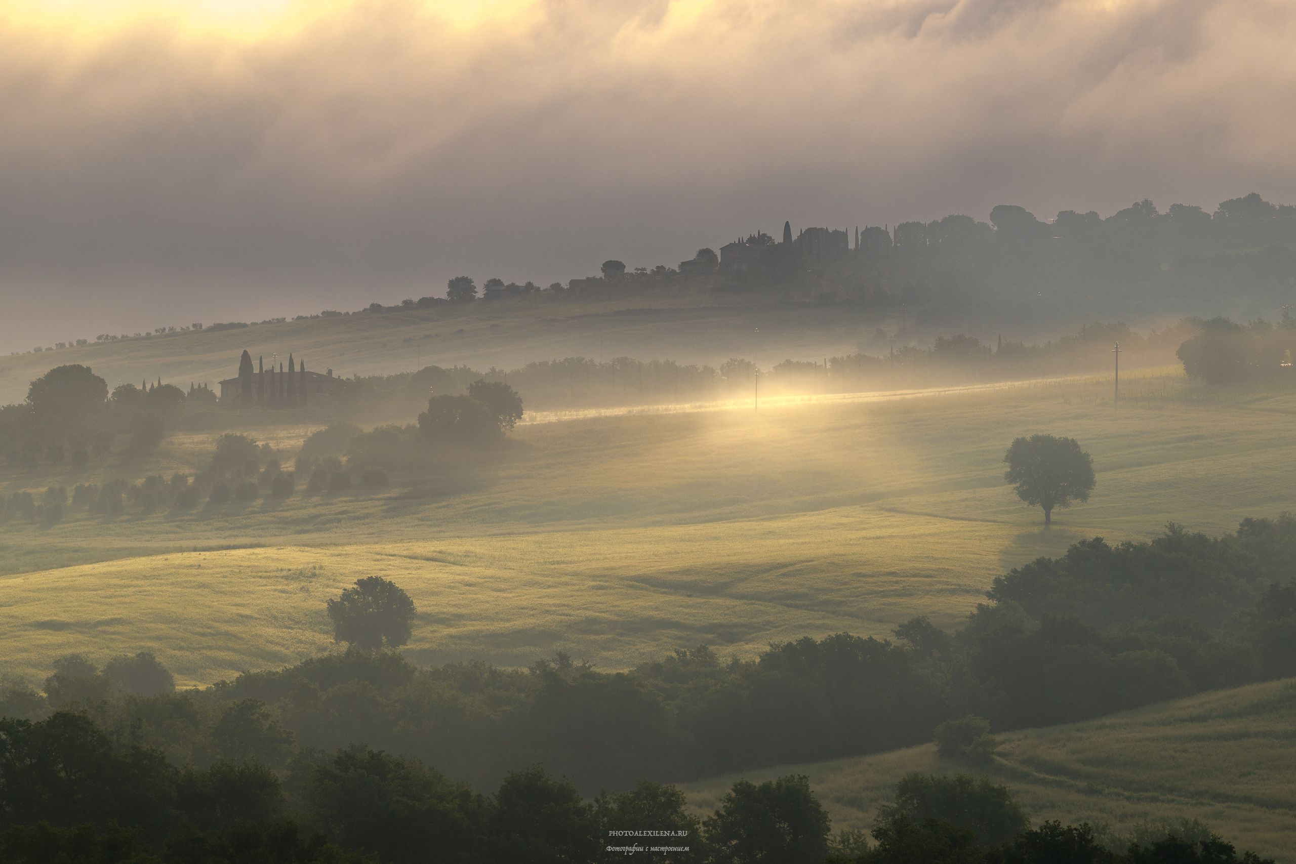 Тоскана, свет, утро, восход, солнце, туман, пейзаж, италия, Александр Константинов