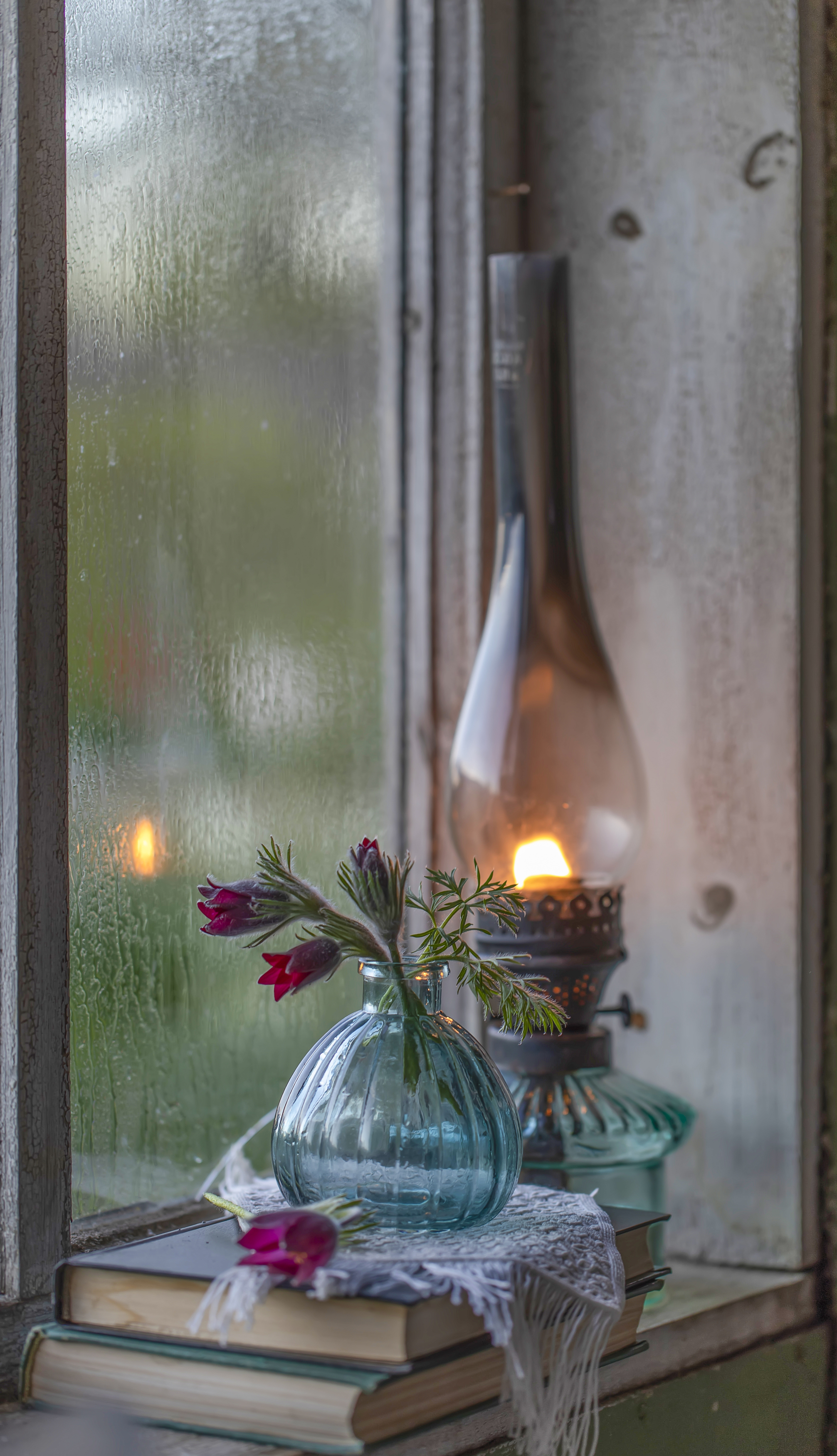 натюрморт, окно, сон-трава, прострел, керосинка, Татьяна Феденкова