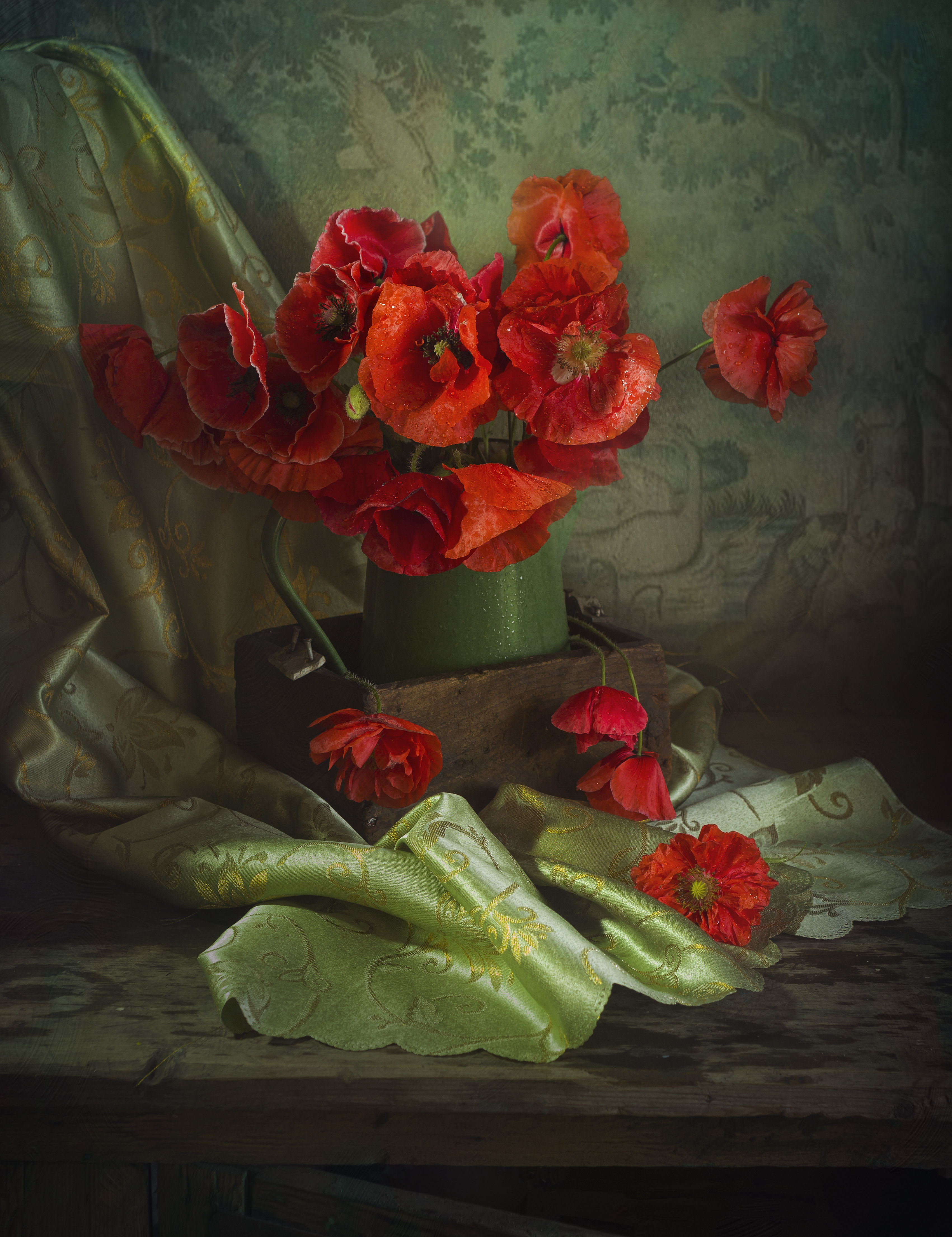 маки, ящик, драпировка, Зимина Лионелла