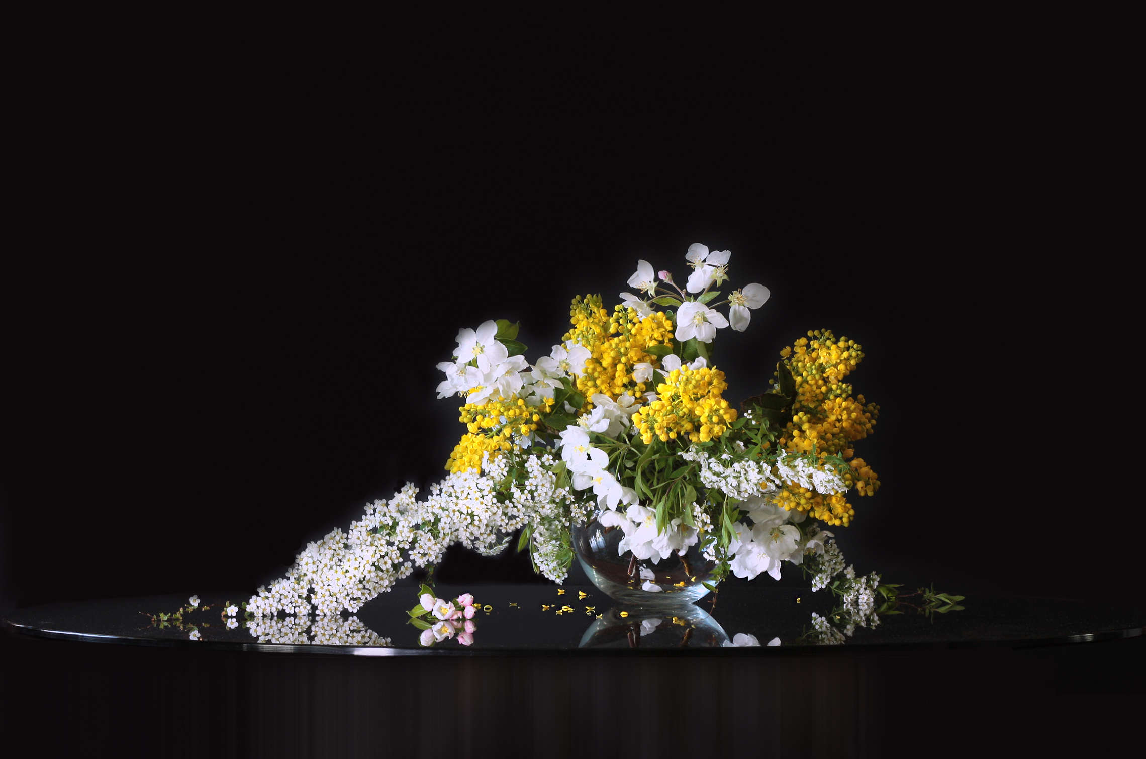 спирея, магония, ветреница, яблоневый цвет, Заболотская Ольга