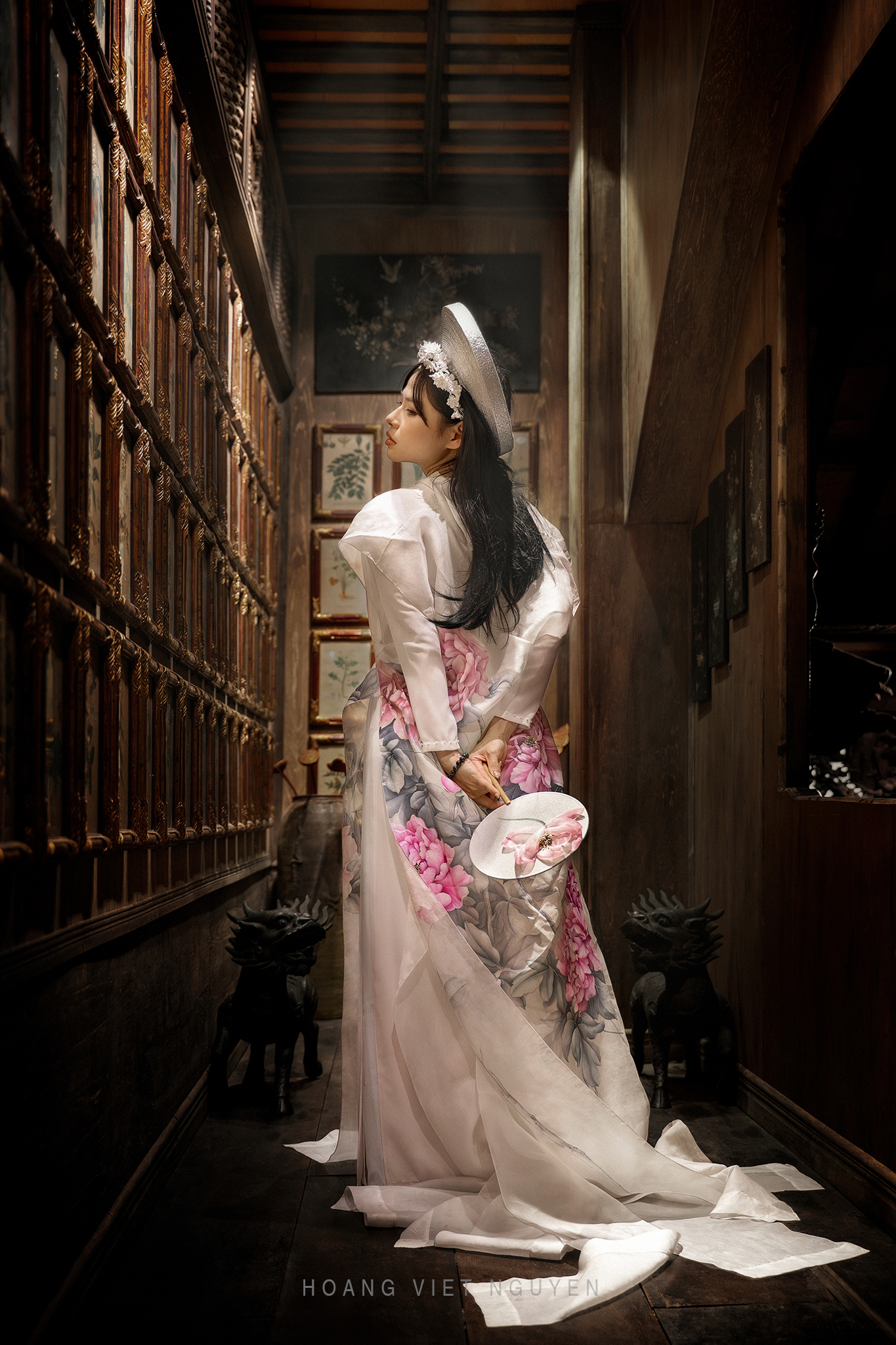 portrait, face, mood, asian, vietnamese, vietnam, face, beauty, indoor, dress, traditional, ambient light, Hoang Viet Nguyen