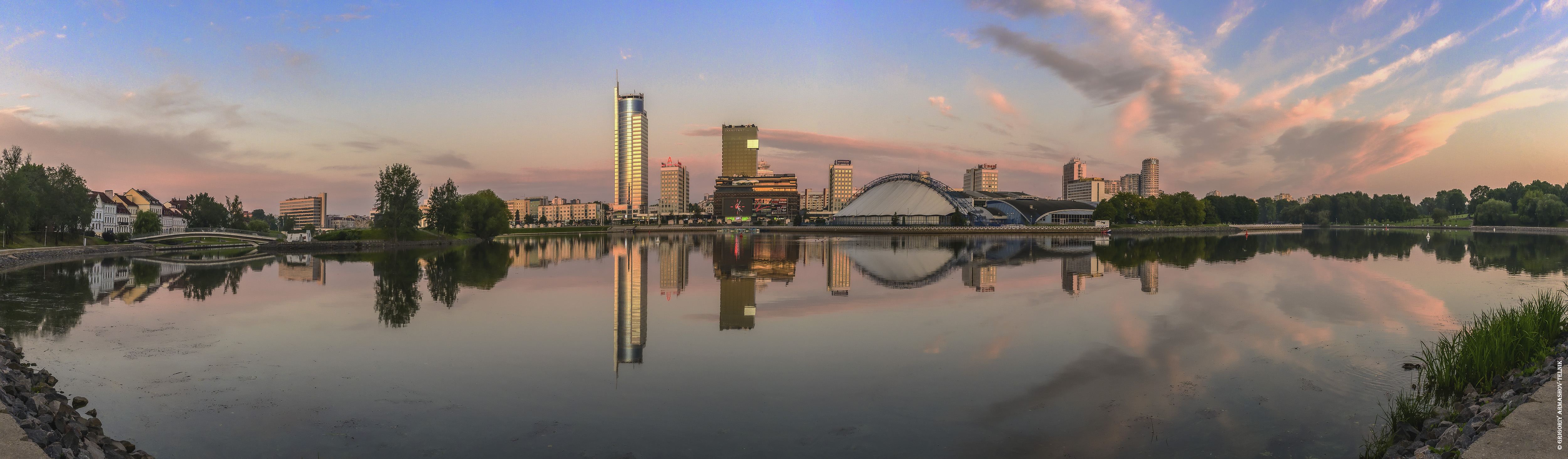 Минск, отражения, панорама, архитектура, город, вода, золотой _час, Армашов-Тельник Григорий