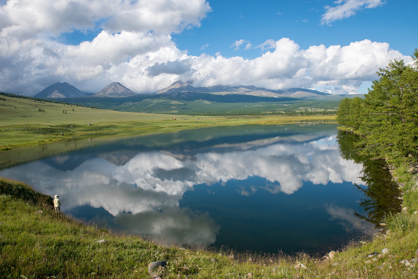 монголия, горы, лето, облака, озеро, горы, отражения, Юрий Мальцев