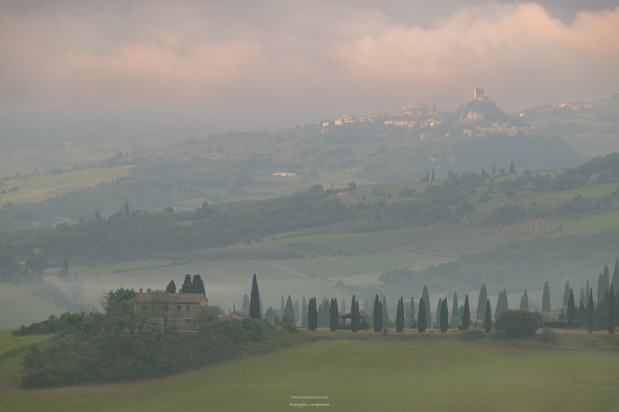 Тоскана, туман, утро, свет, италия, пейзаж, восход, Александр Константинов