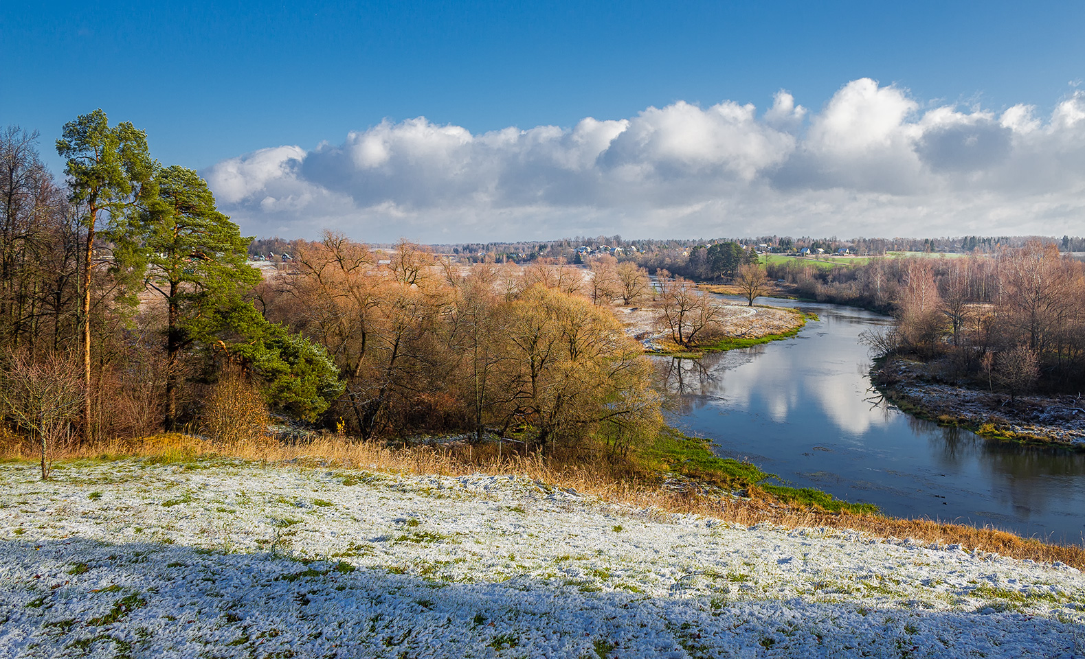 река, руза, снег, простор, осень, пейзаж, Виктор Климкин