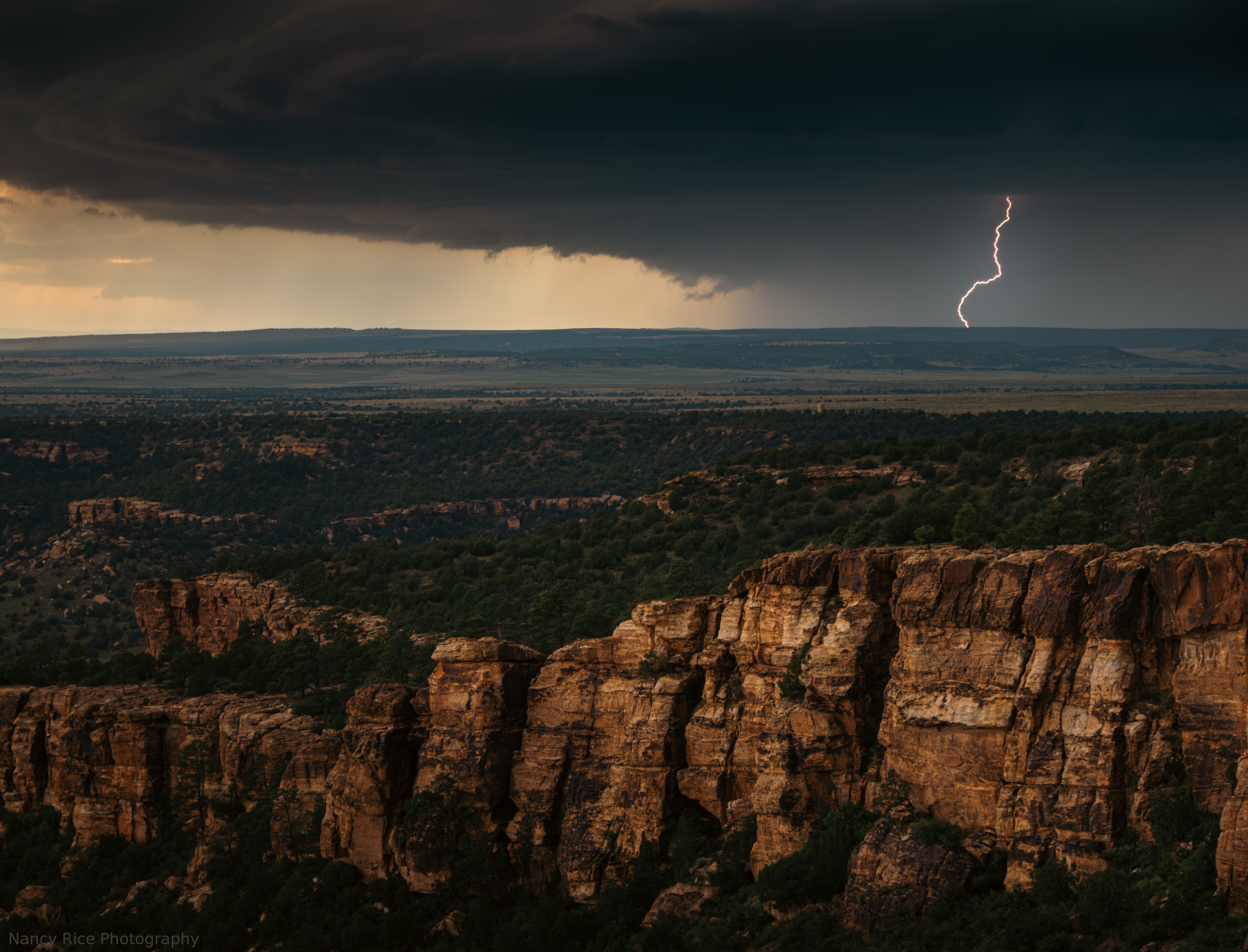 new mexico, usa, landscape, summer, nature, outdoors, clouds, cloud, sky, storm, thunderstorm, lightning, weather, canyon, Nancy Rice