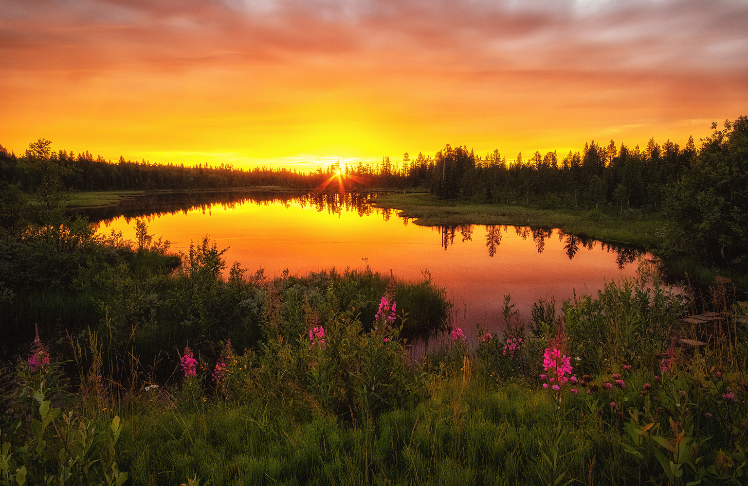 кольский, полярный день, закат, рассвет, Тихонов Сергей