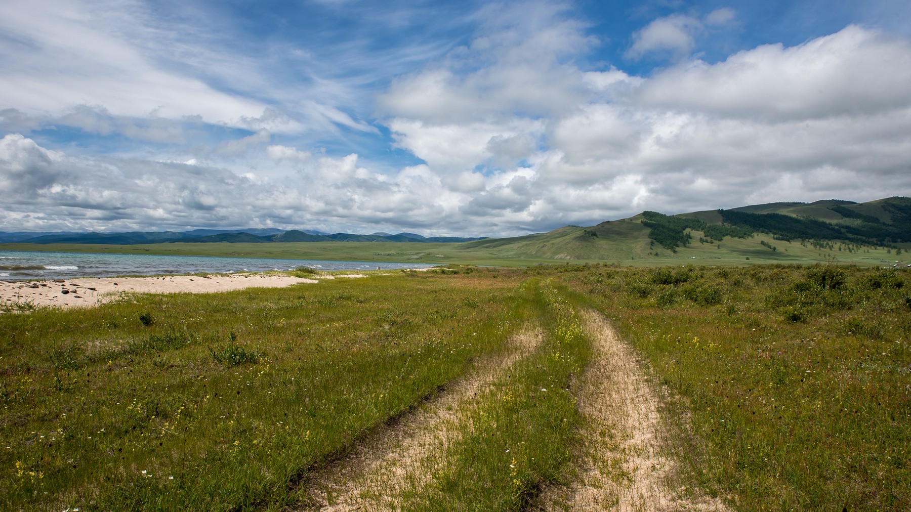 монголия, горы, лето, озеро, песок, дорога, Юрий Мальцев