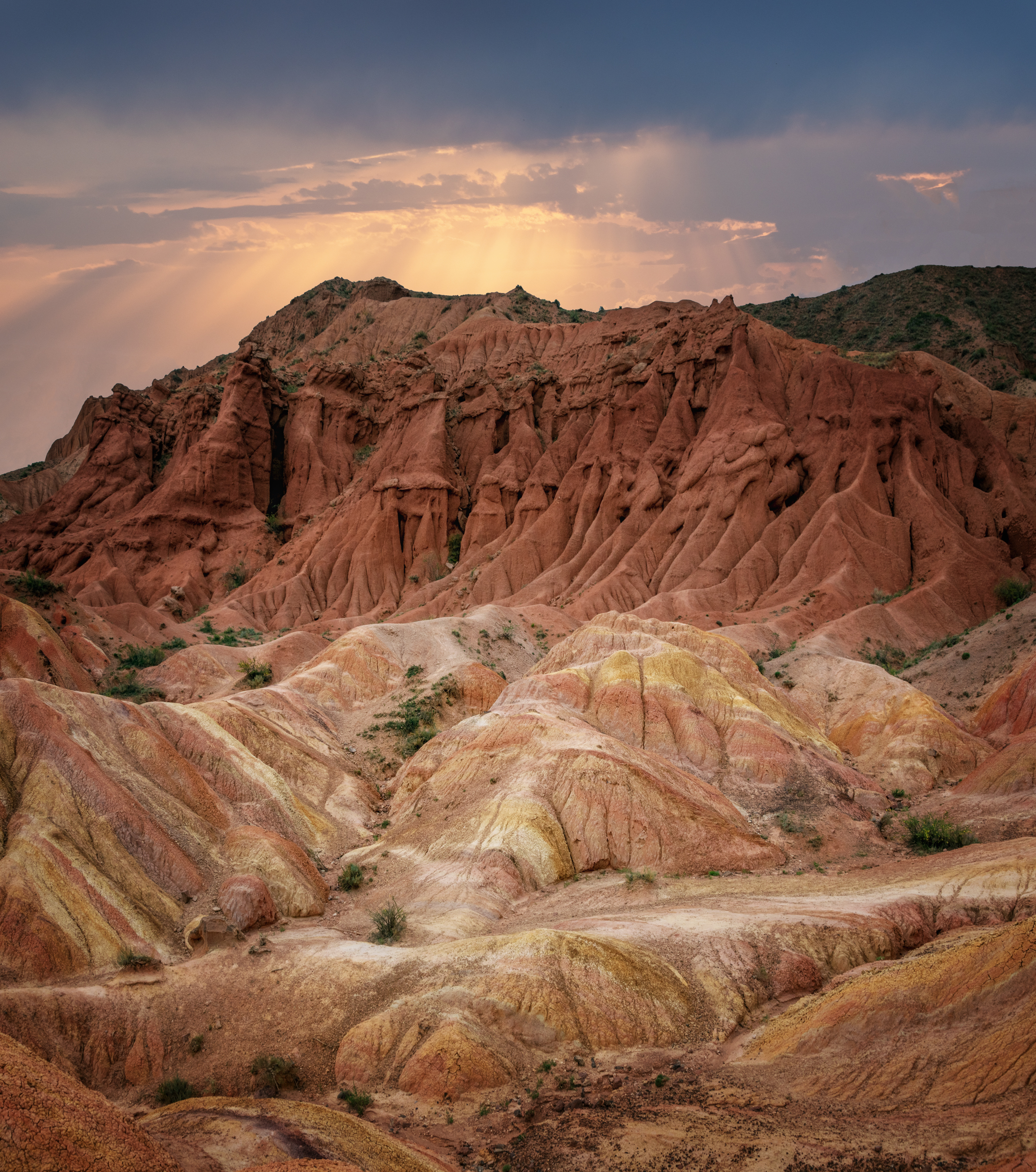 киргизия, берег озера иссык-куль, каньон сказка, скалы, песчаная порода, закат, панорама, Кетова Вера