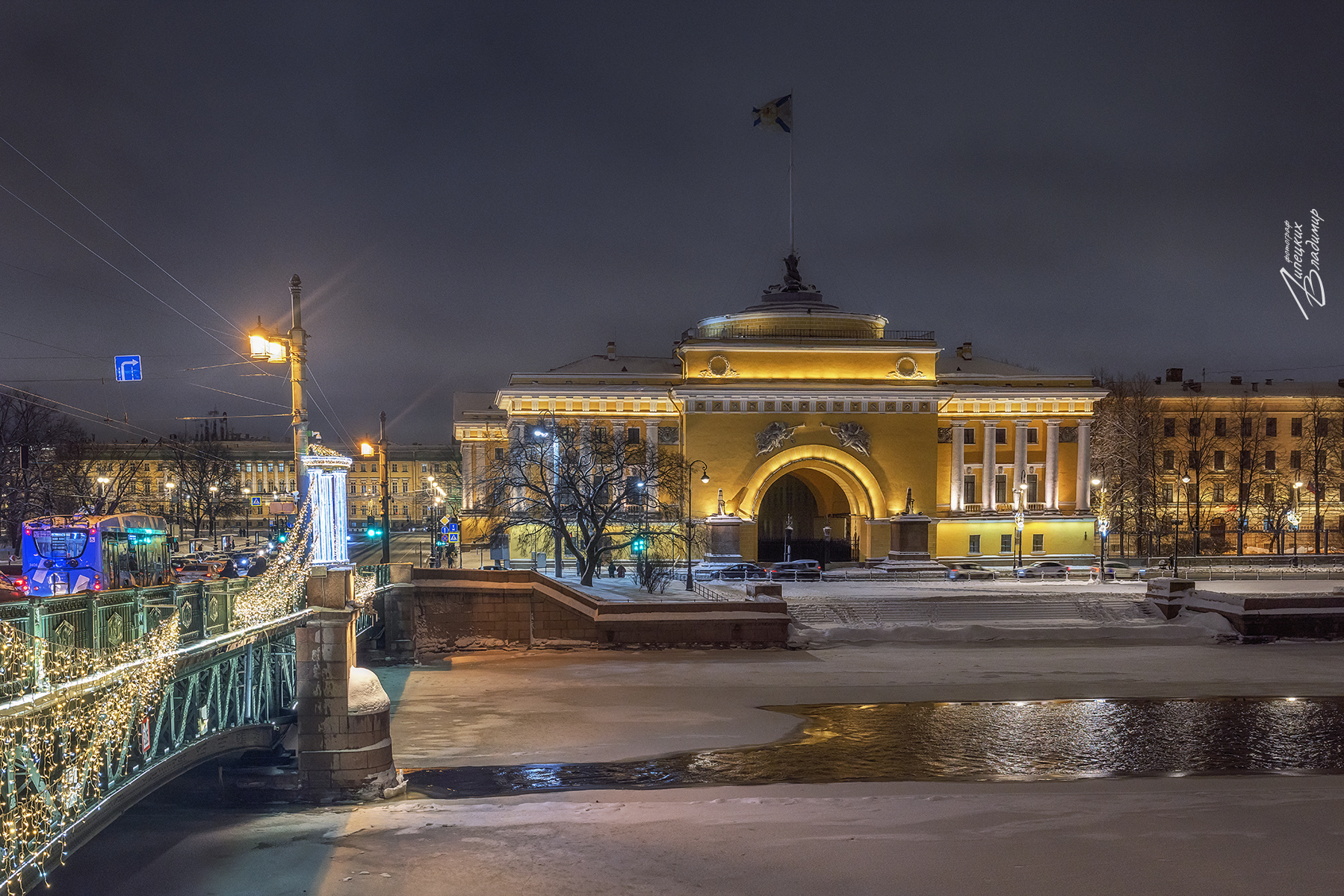 санкт-петербург, новый год, вечерняя подсветка, снег., Липецких Владимир