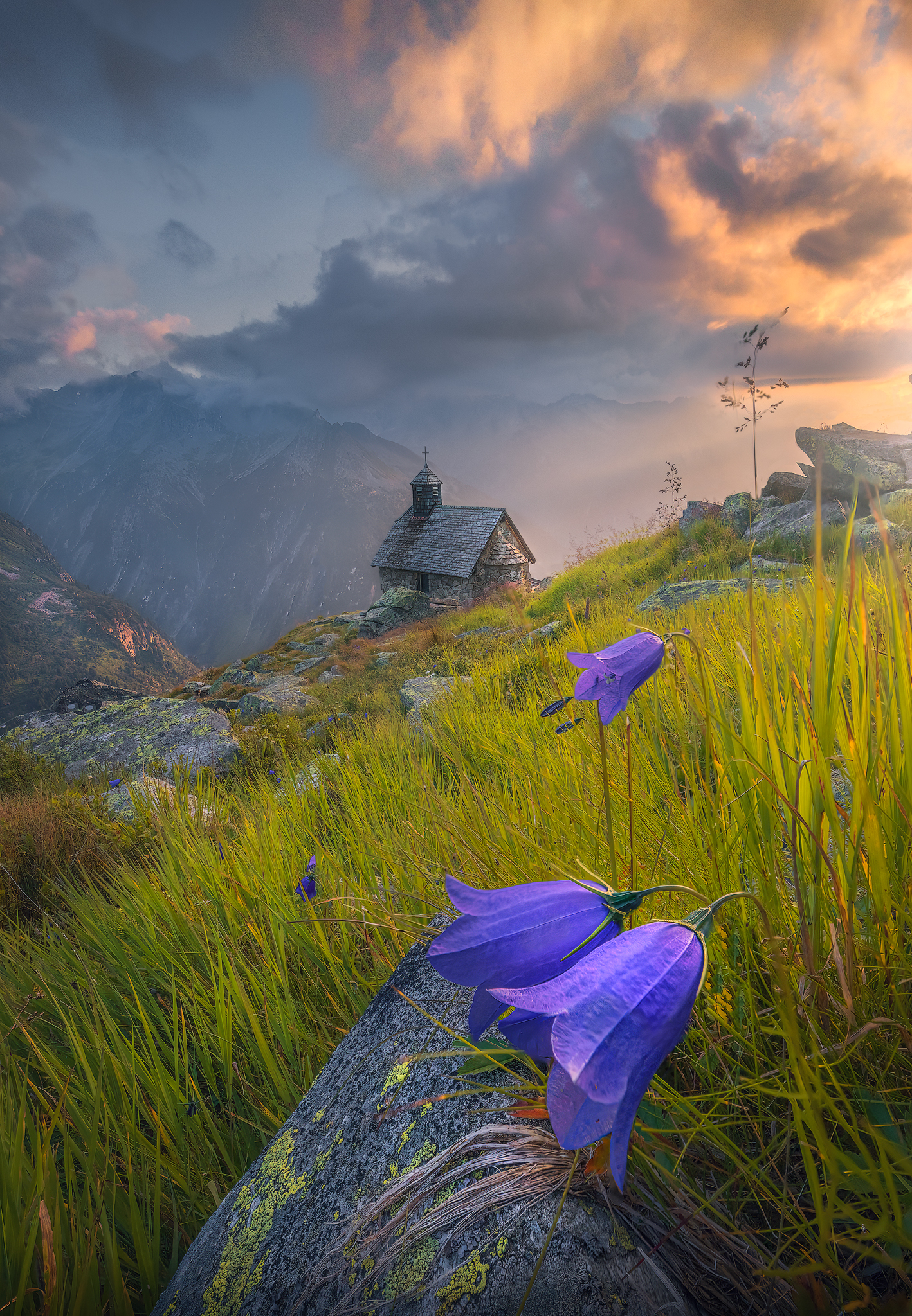 Austria, landscapes, tyrol, alps, zillertal, sunset, glow, mountains, chapel, outdoors, photography, no people, haze, , Lukas Trixl