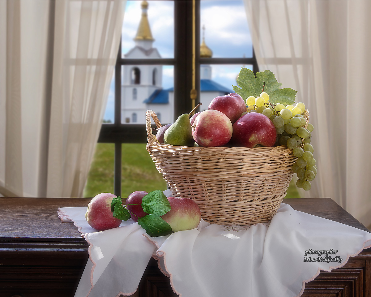 натюрморт, плоды, фрукты, яблоки, Яблочный Спас, храм, Приходько Ирина