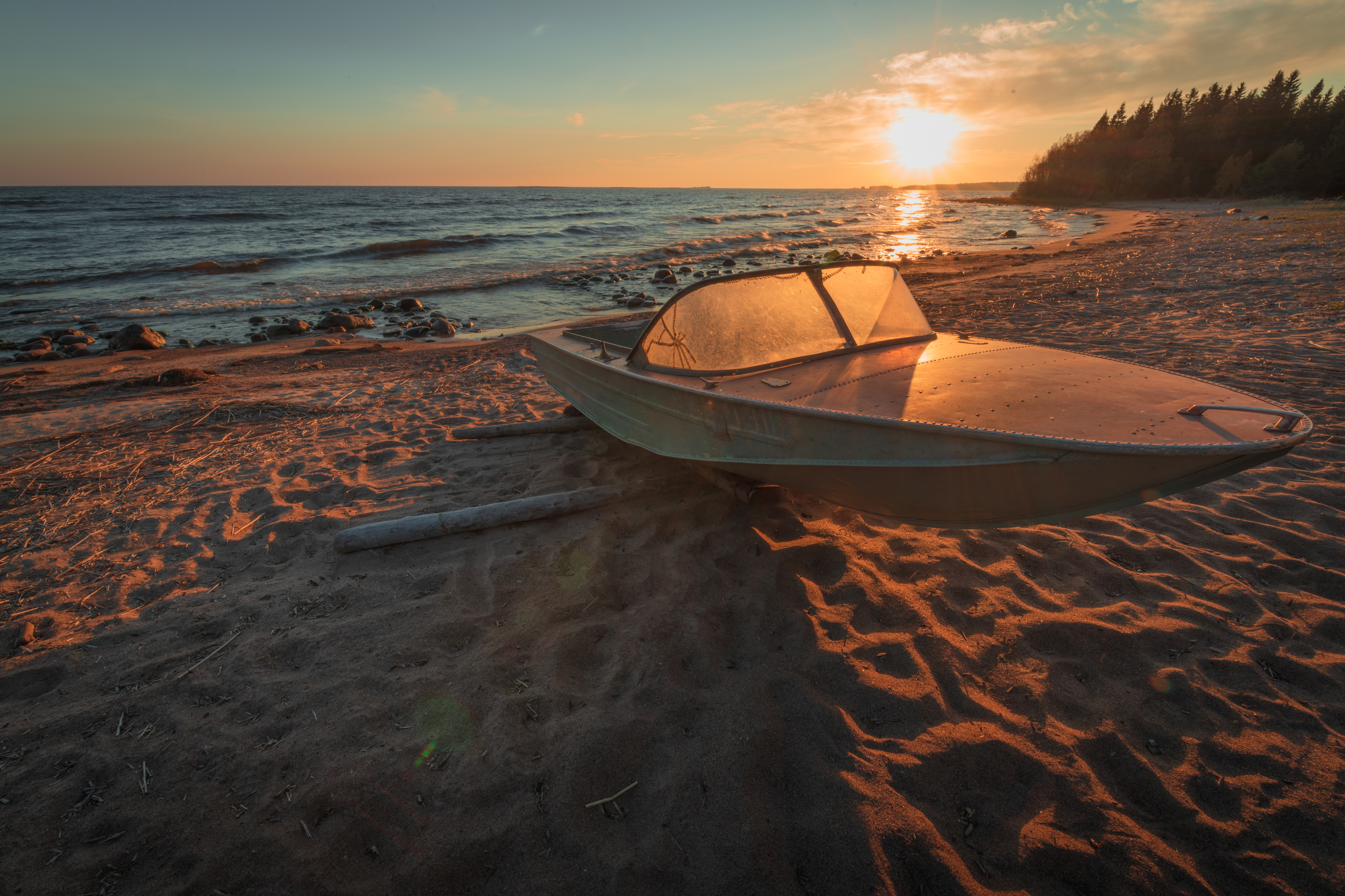 Карелия, Ладожское озеро, лодка, лес, осень, Denis Koshkin