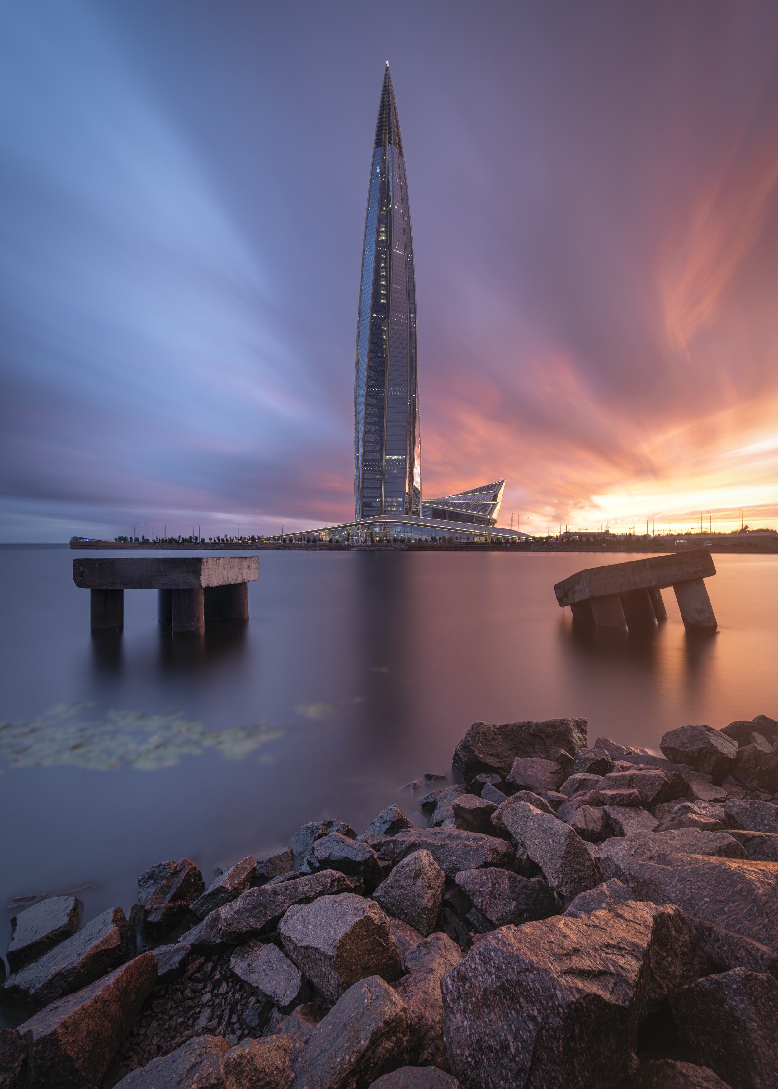 закат , лахта-центр , санкт-петербург , золотой час , синий час , петербург , питер , длинная выдержка, Черкасов Александр
