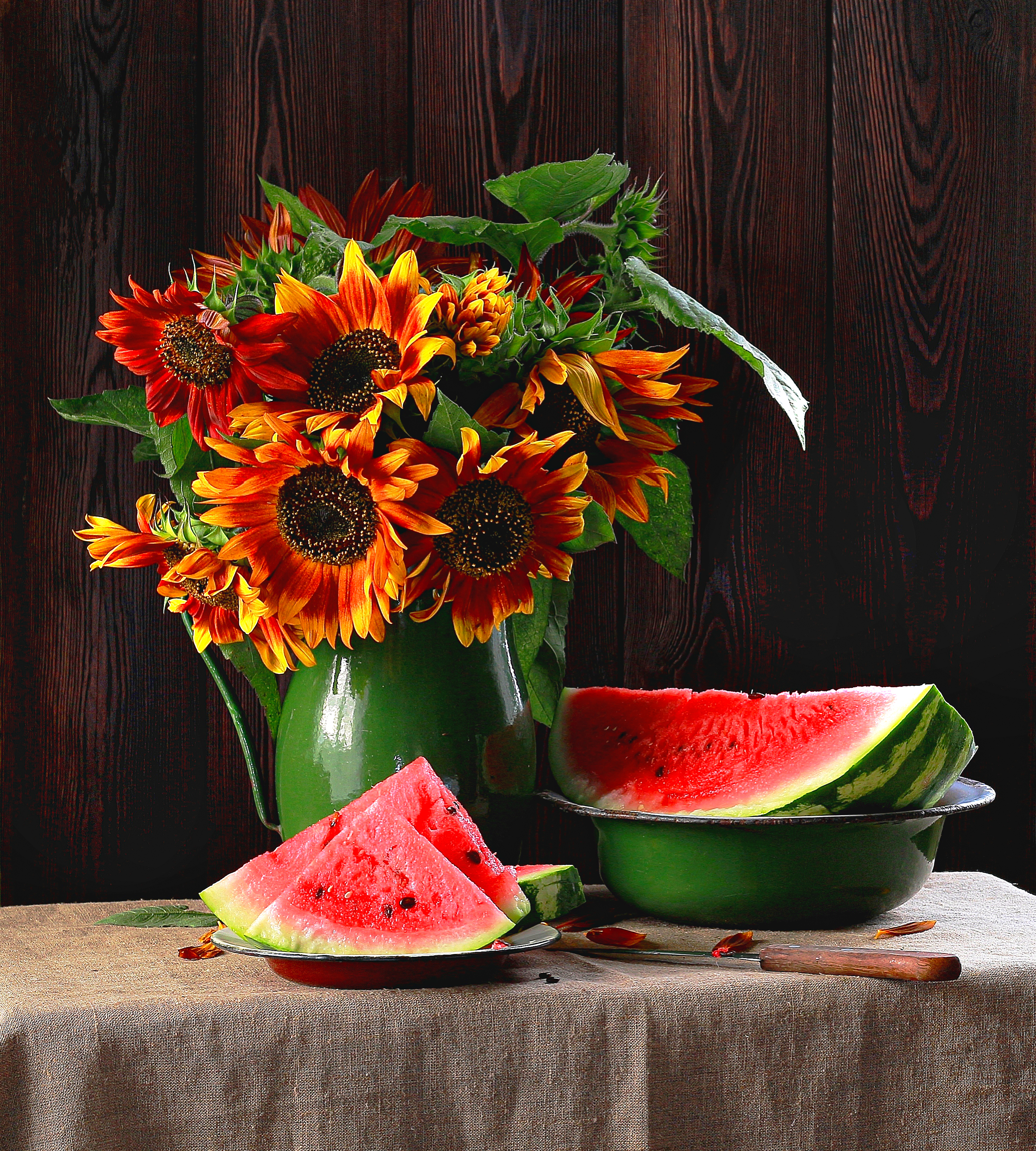 натюрморт, фотонатюрморт, still life, stillifefoto, лето, подсолнухи, арбуз, цветочный_натюрморт, наталья_казанцева, Наталья Казанцева