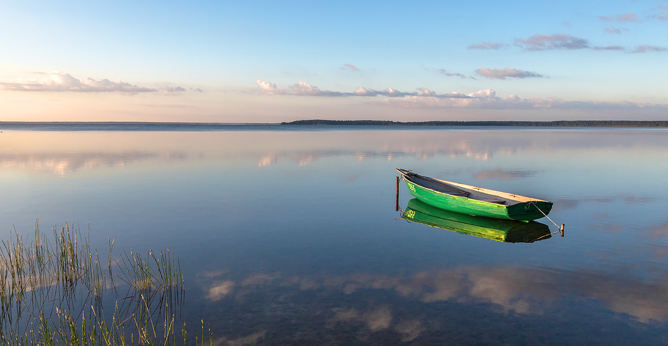 озеро, нарочь, утро, лето, лодка, Борис Новиков