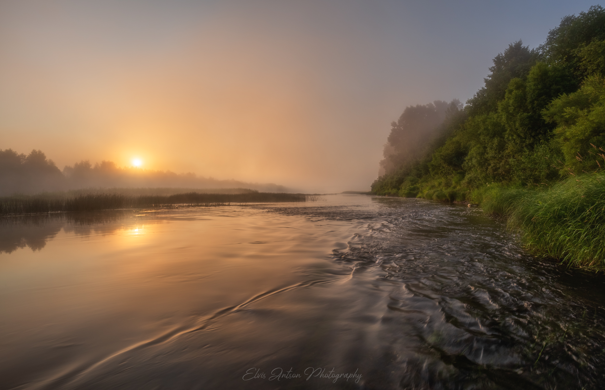 пейзаж, природа, рассвет, туман, Antson Elvis
