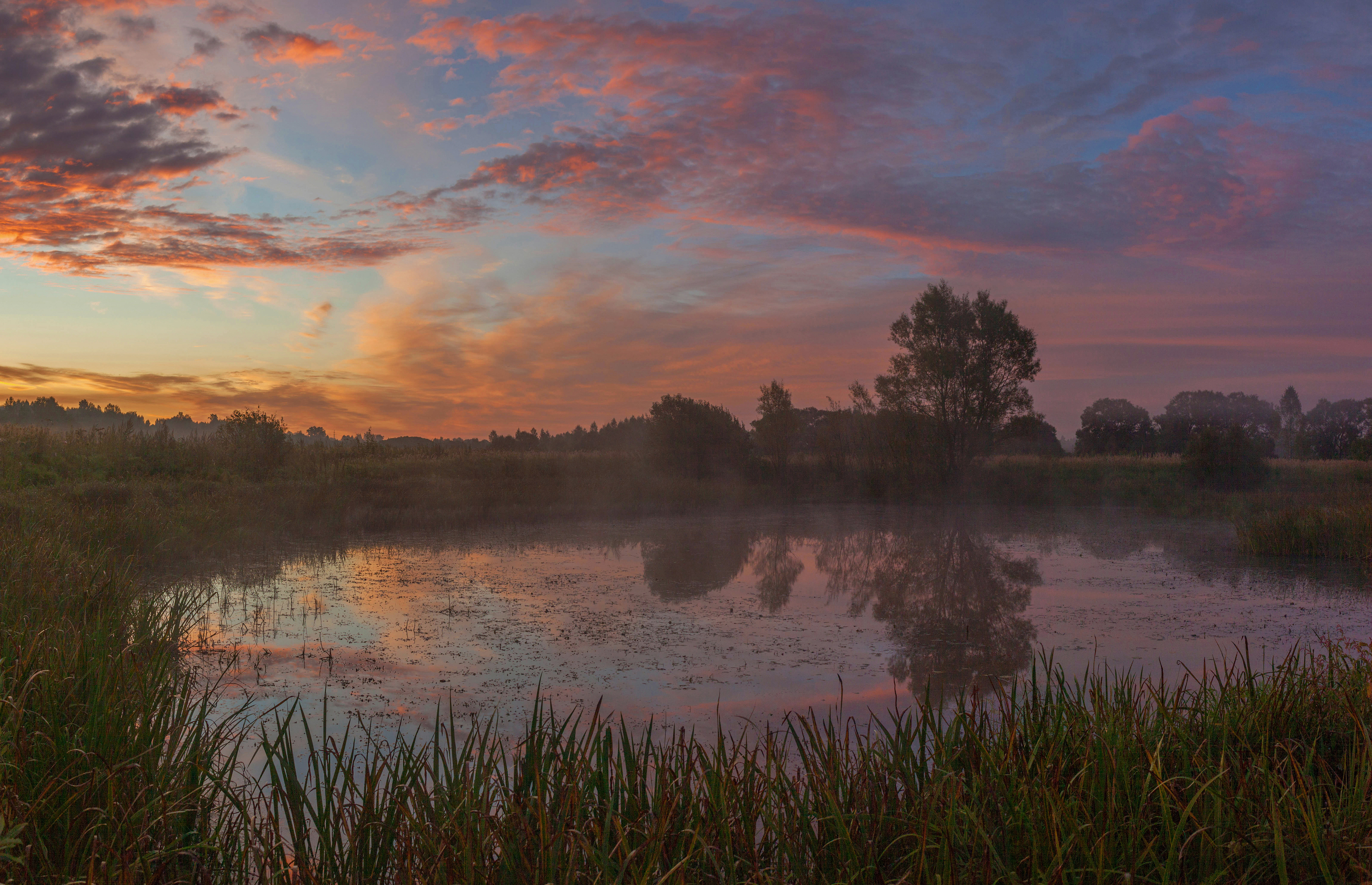 пруд, рассвет , облака, Свистков Александр