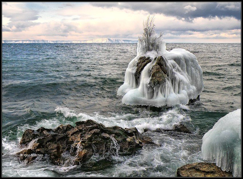 байкал, зима, волны, вода, море, снег, бурятия, Игорь Глушко