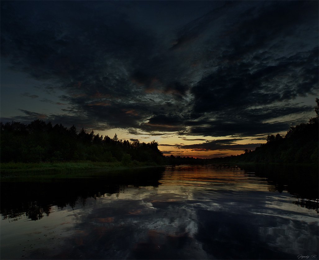 лето,вечер,закат,река,небо, Roman Goryachiy