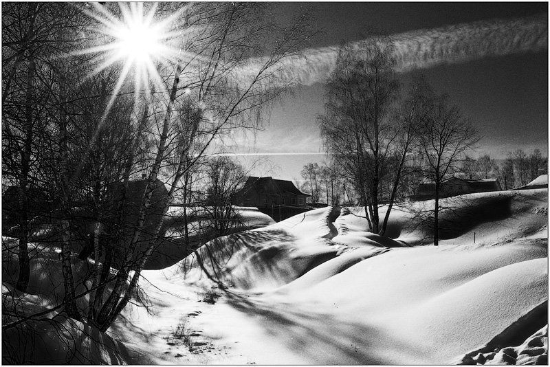 домик в деревне, зима, снег, Константин Дмитриев