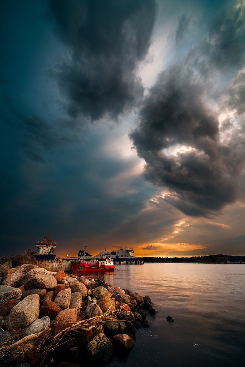 Clouds, Klaipeda, Lithuania, Port, Storm, Sunset, Руслан Болгов (Axe)