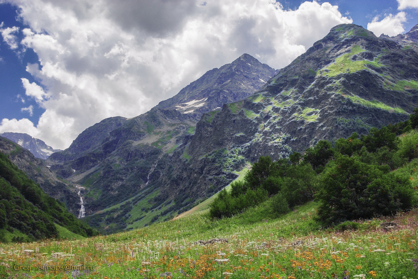 Имеретинка КЧР горы скалы водопады альпийские луга, Сергей Павлов