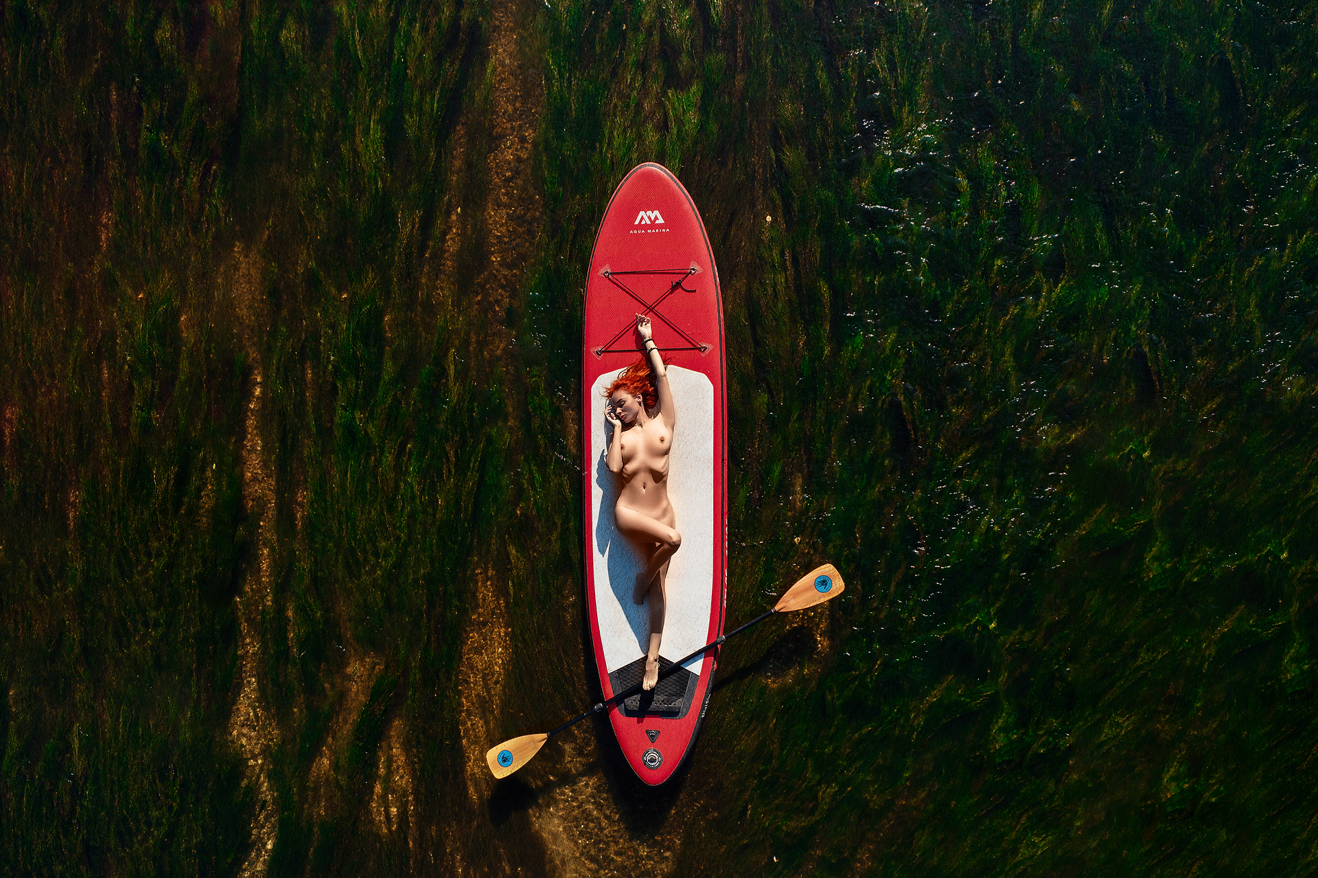 рыжая, redhead, сапборд, supboard, река, river, обнаженная, naked, ню, nu, Владимир Романовский