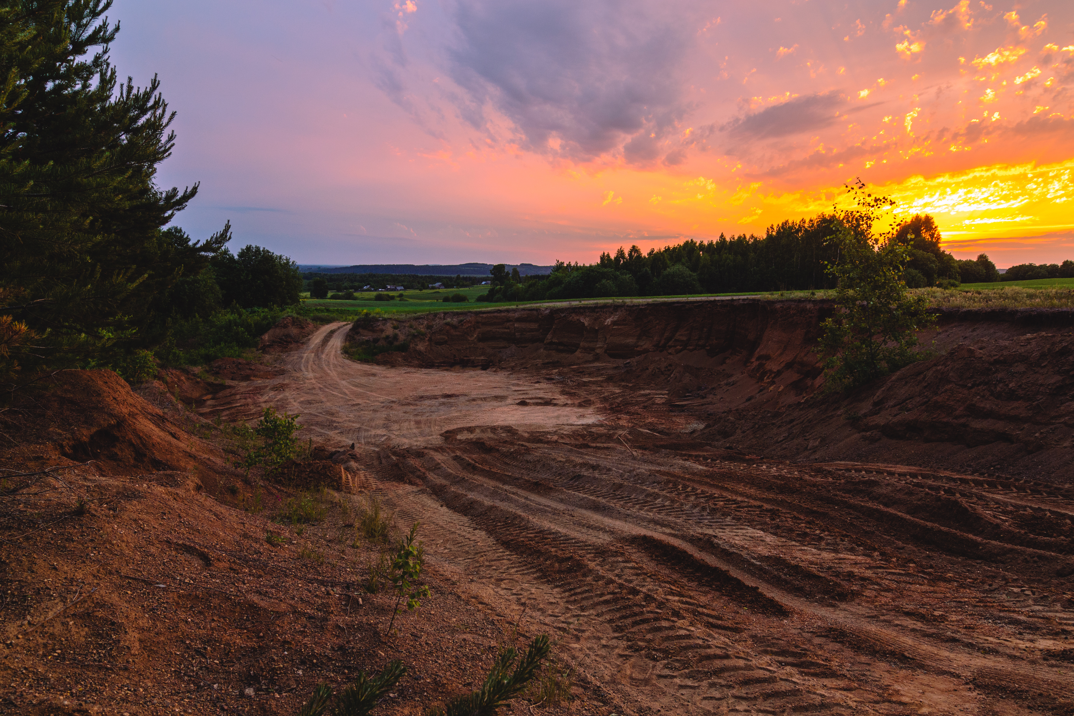 landscape, sunset, nature, rural landscape, sand quarry, пейзаж, закат, песчаный карьер, сельский пейзаж, Набоков Андрей