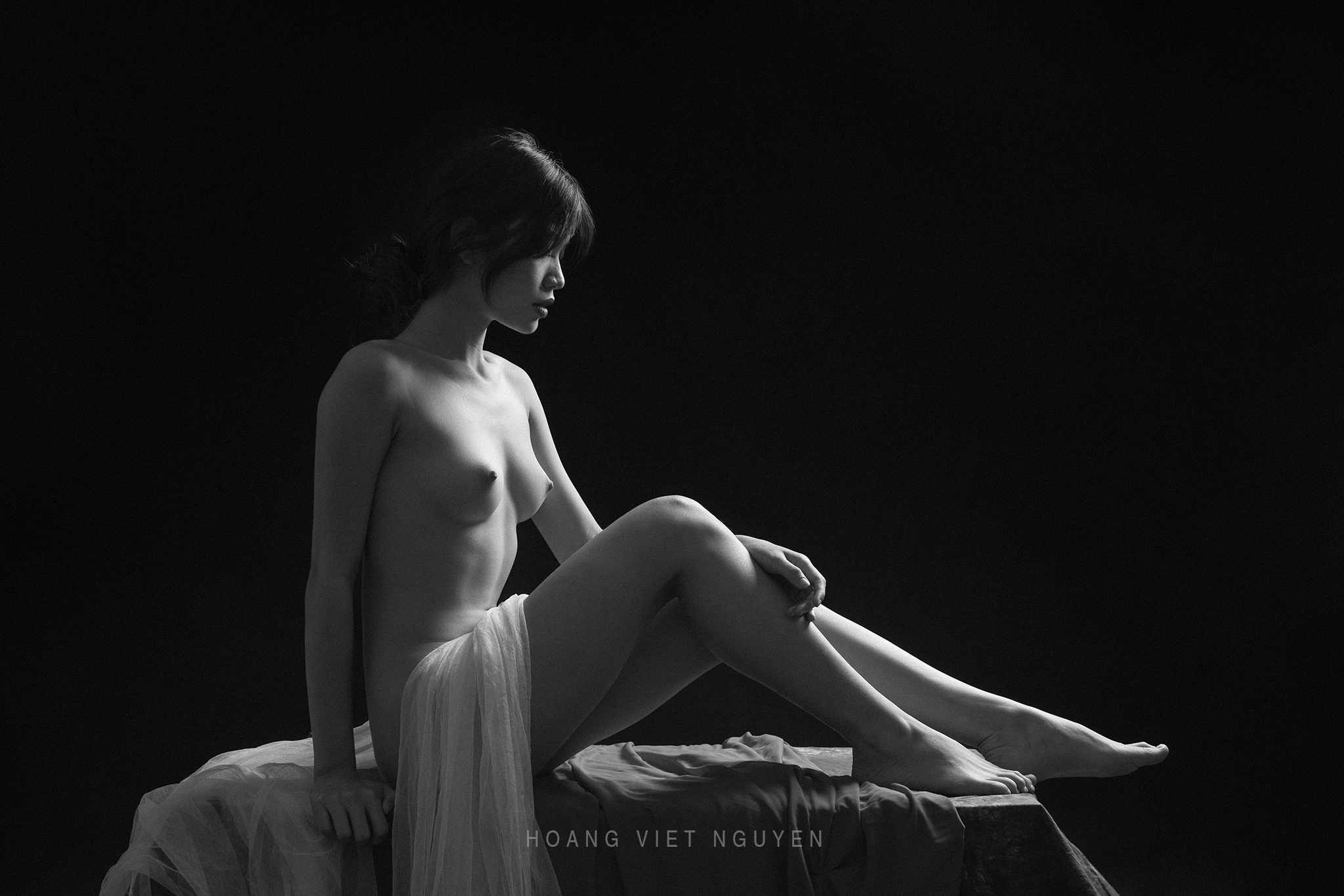 nude, fine nudes, body, asian, vietnam, vietnamese, studio, black and white, monochrome, bw, mood, shape, Hoang Viet Nguyen