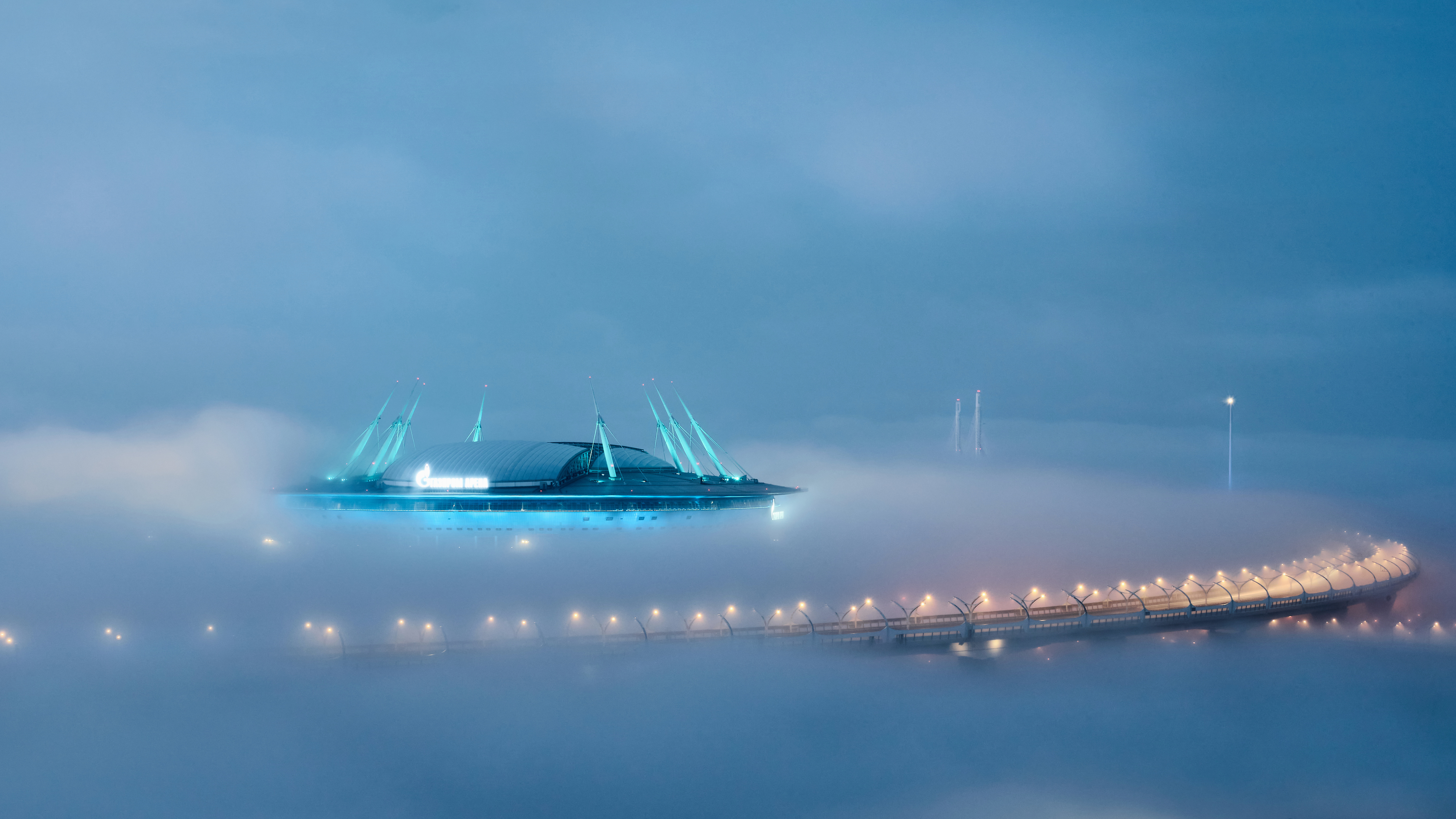 санкт-петербург, газпром арена, туман, стадион, крестовский остров, западный скоростной диаметр,, Александр Байдуков