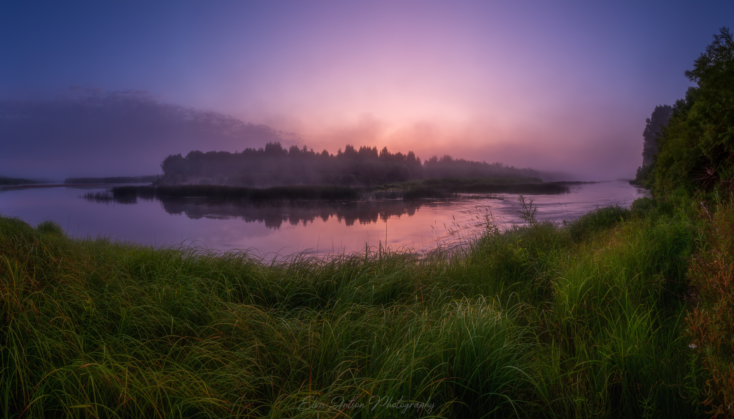 река, пейзаж, природа, рассвет, туман, Antson Elvis