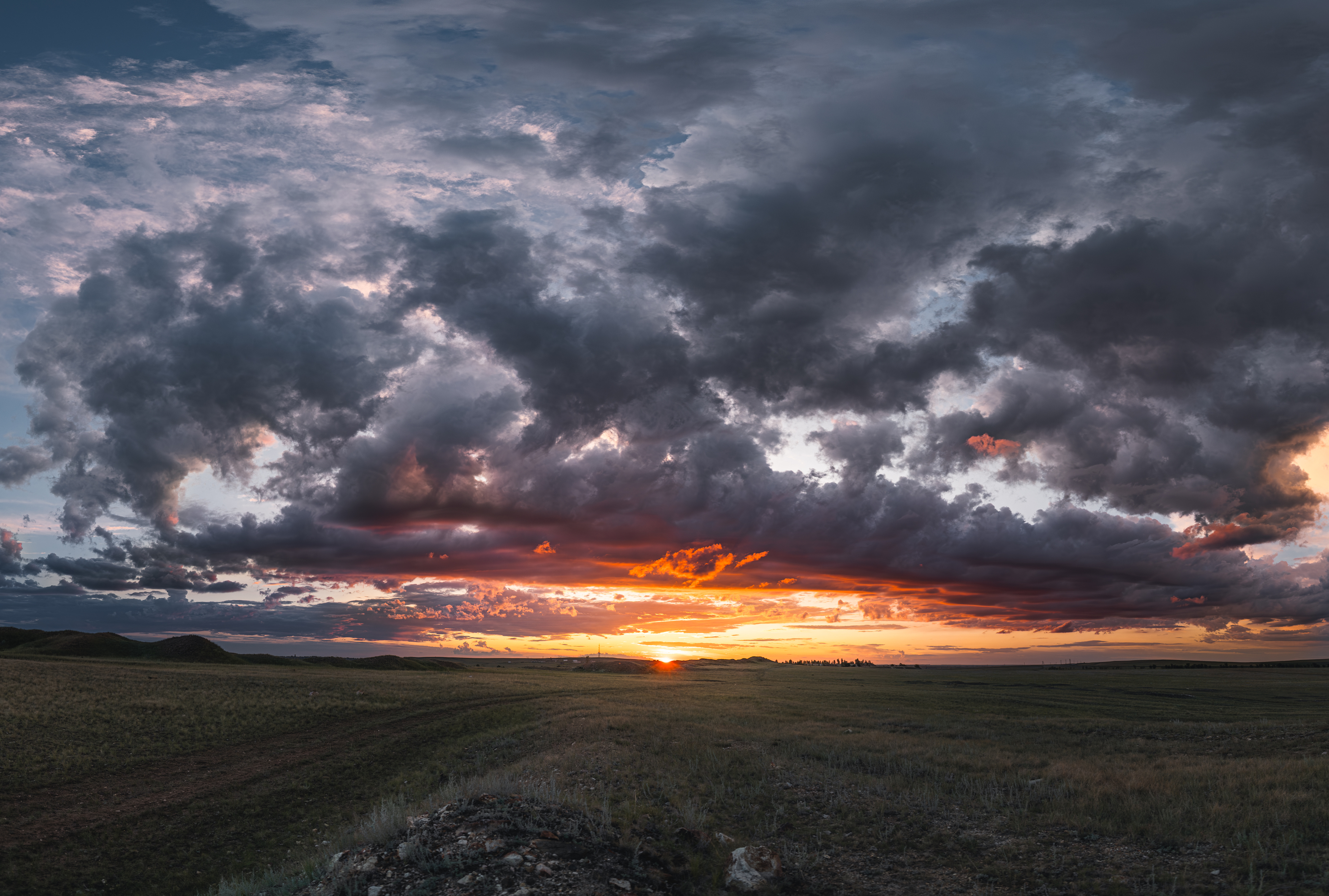 Алтай, облака, закат, лето, поле, Denis Koshkin